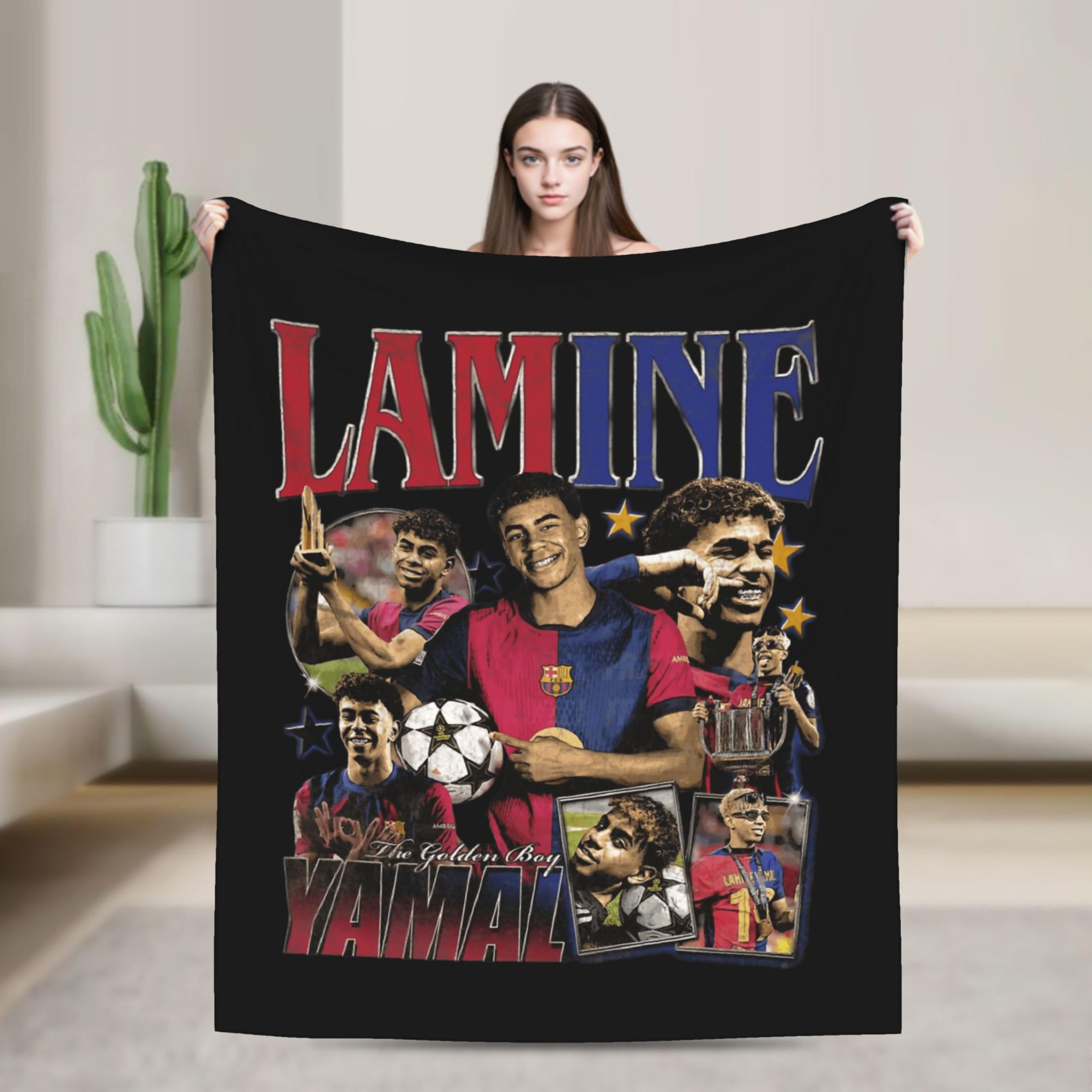 lamine yamal inspired football throw blanket ultra soft fleece cozy sofa & travel blanket