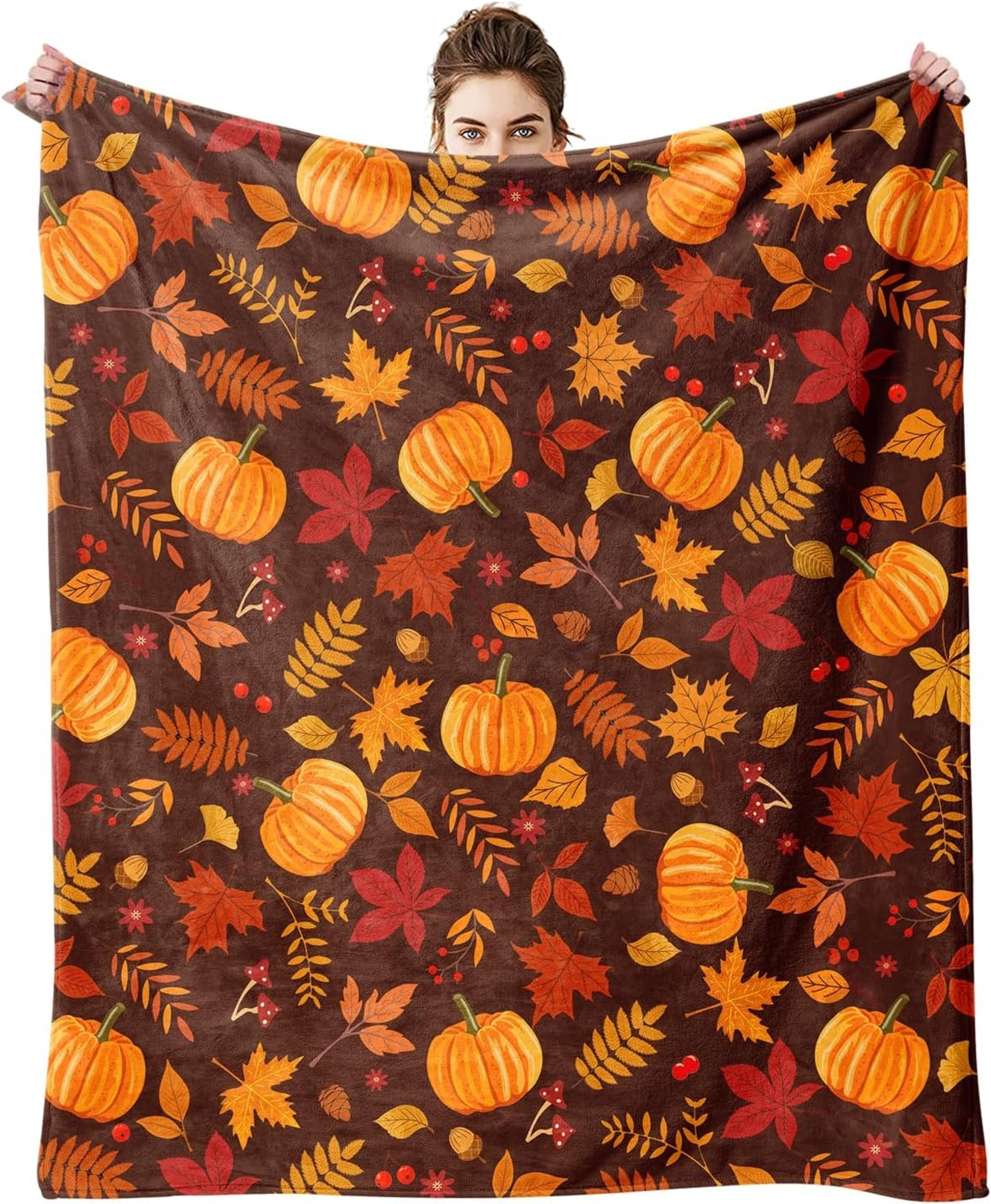 cozy halloween throw blanket soft pumpkin blanket for fall, thanksgiving & all season comfort