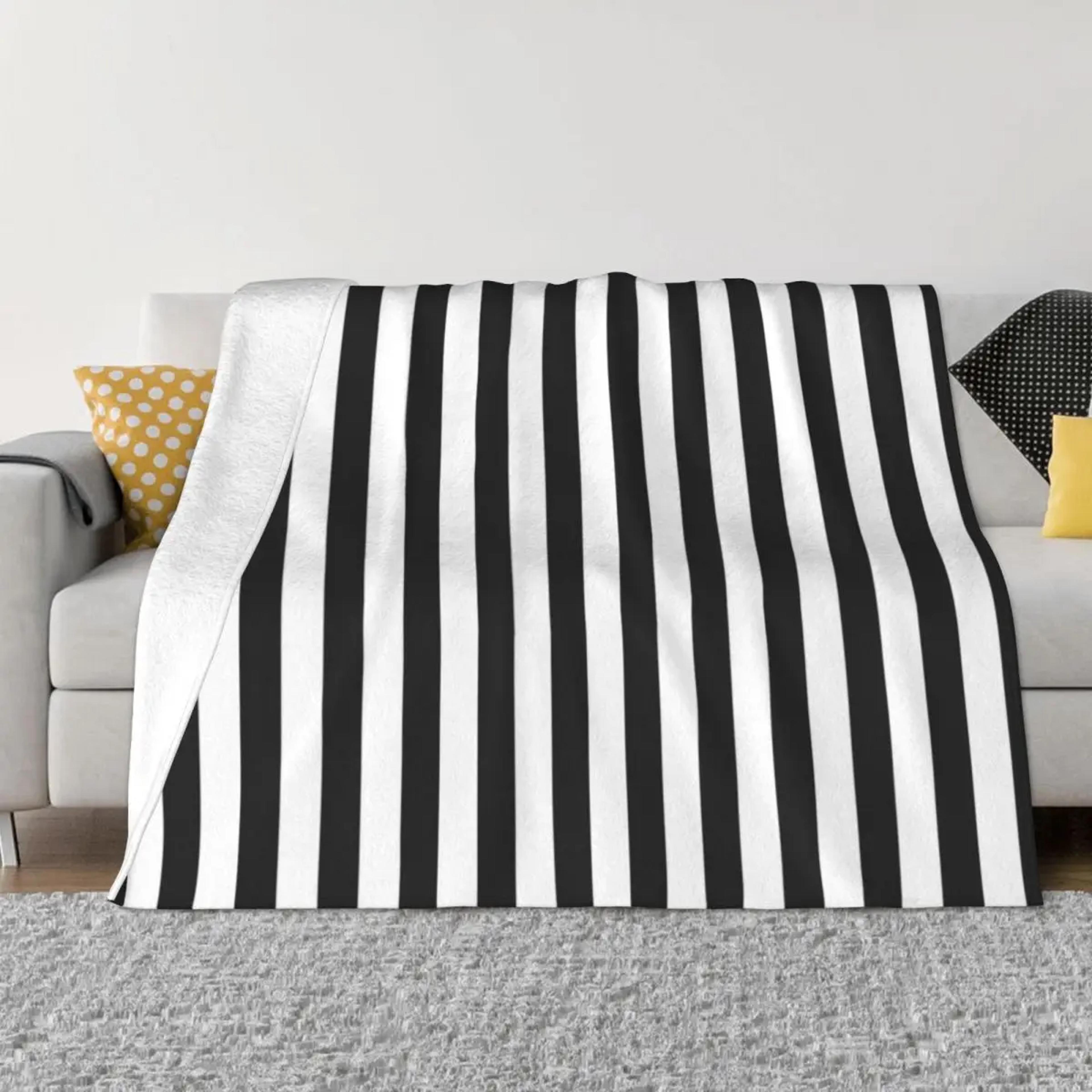 black & white striped throw blanket cozy halloween throw blanket for sofa, couch & bed