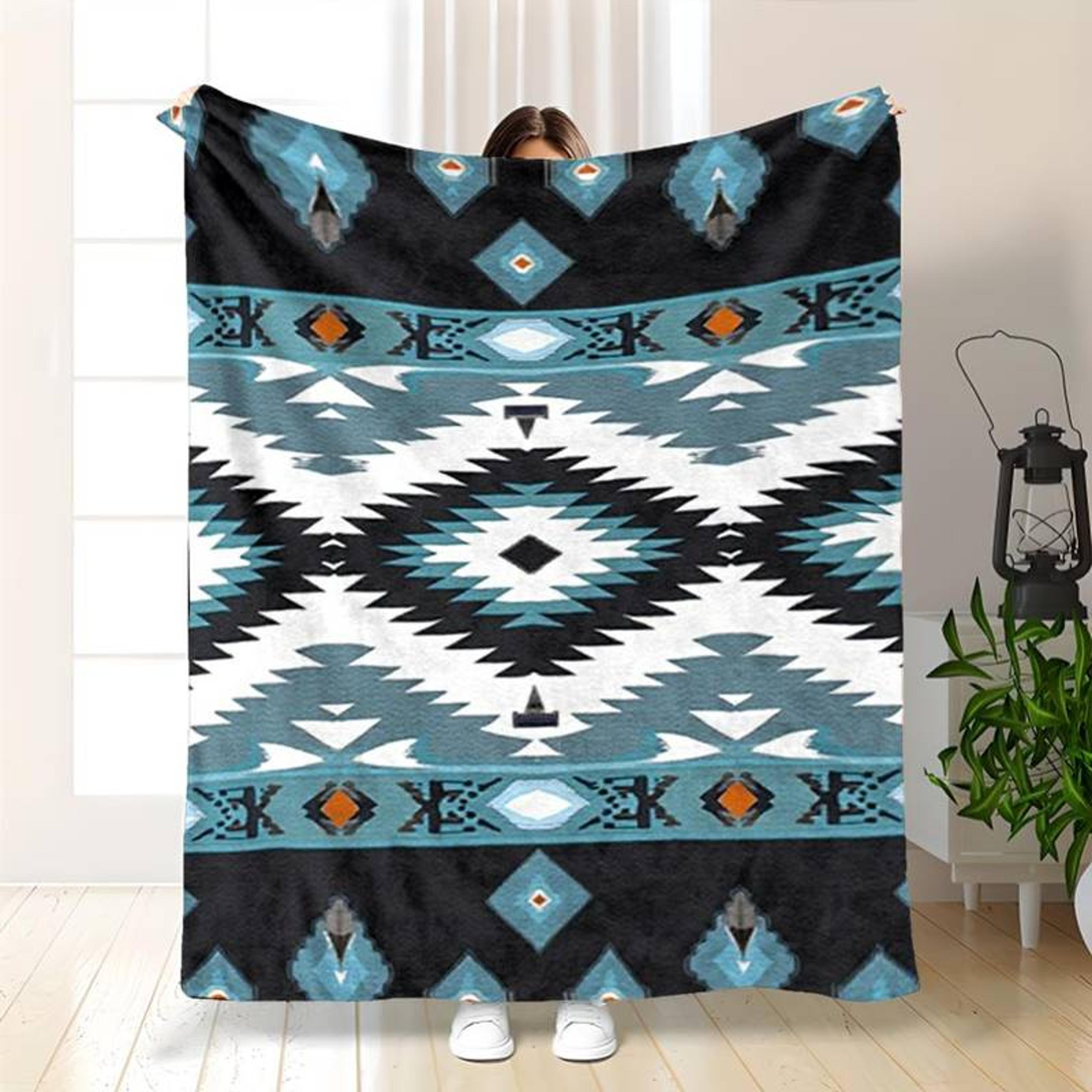 southwestern throw blanket with aztec geometric pattern soft boho tribal blanket for rustic home decor