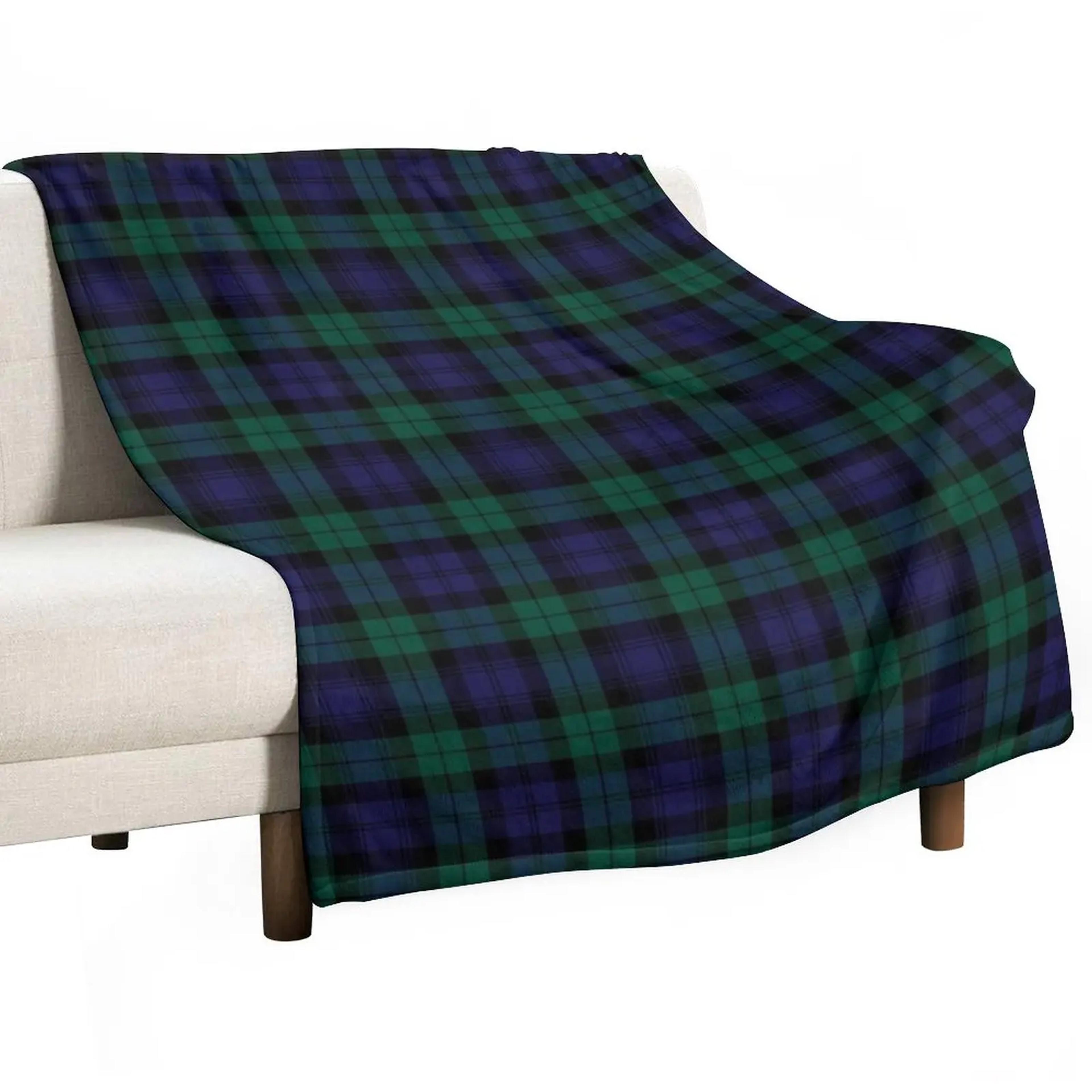 blackwatch plaid throw blanket soft flannel blanket with classic tartan design for sofa, bed & travel