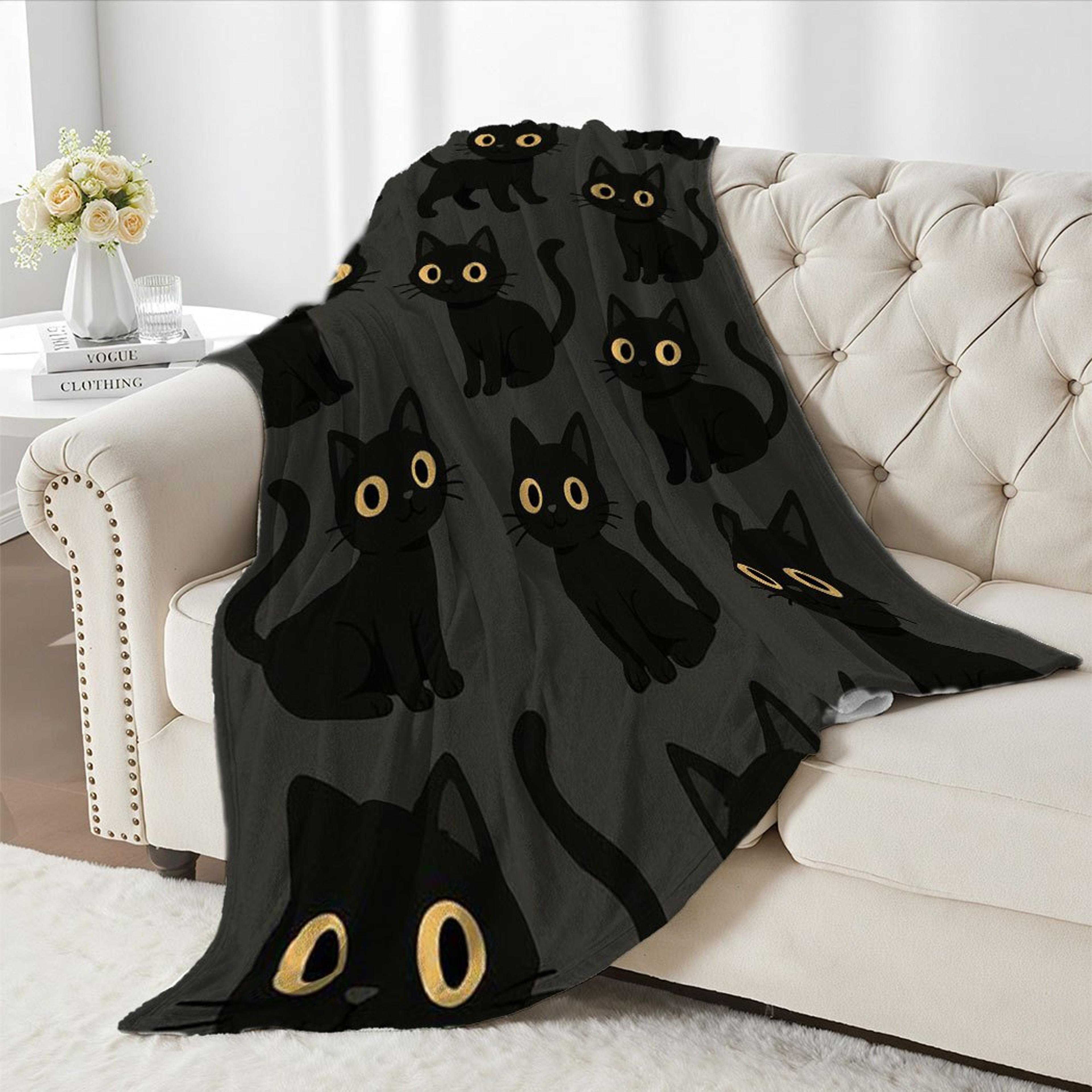 cute cat throw blanket soft flannel throw blanket with adorable kitten print for sofa, bed & travel