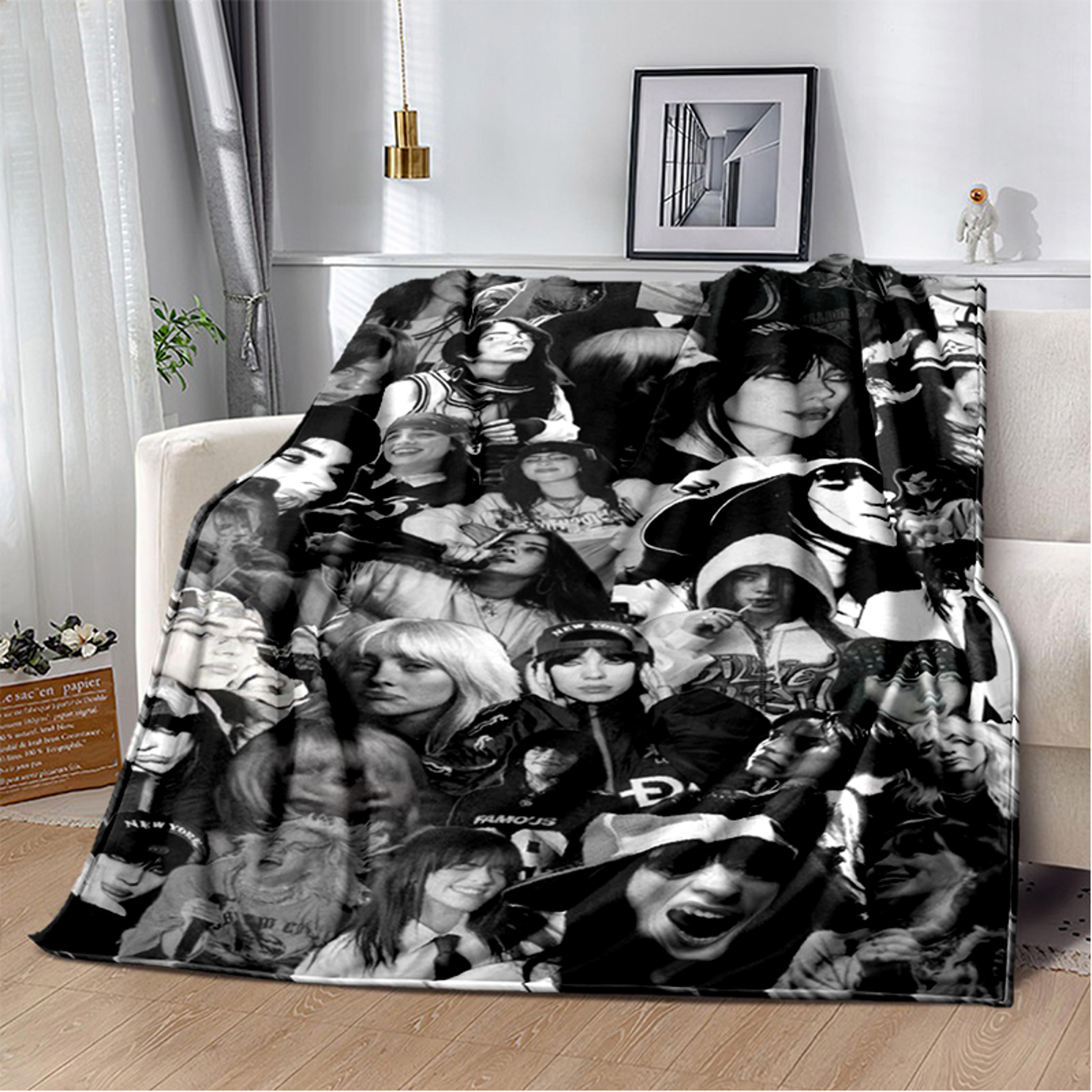 billie eilish flannel throw blanket soft fleece cozy blanket for bed, sofa & travel