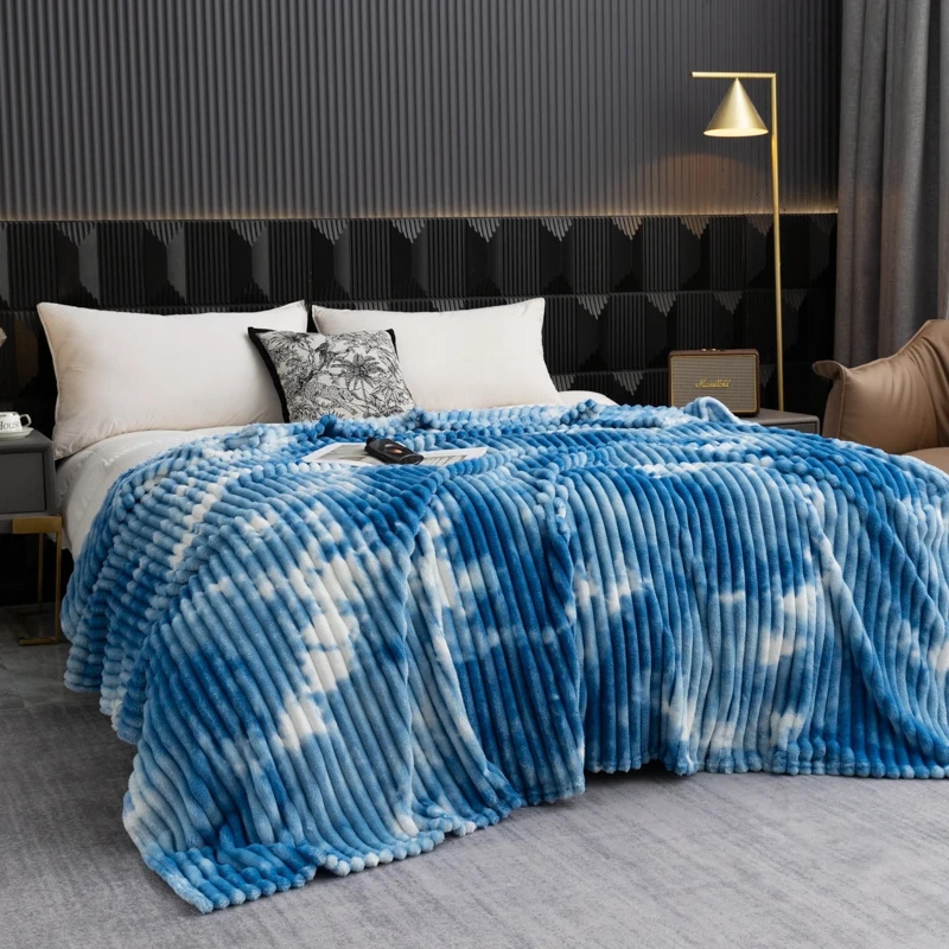 tie dye flannel fleece blanket soft warm throw blanket for bed, couch & sofa