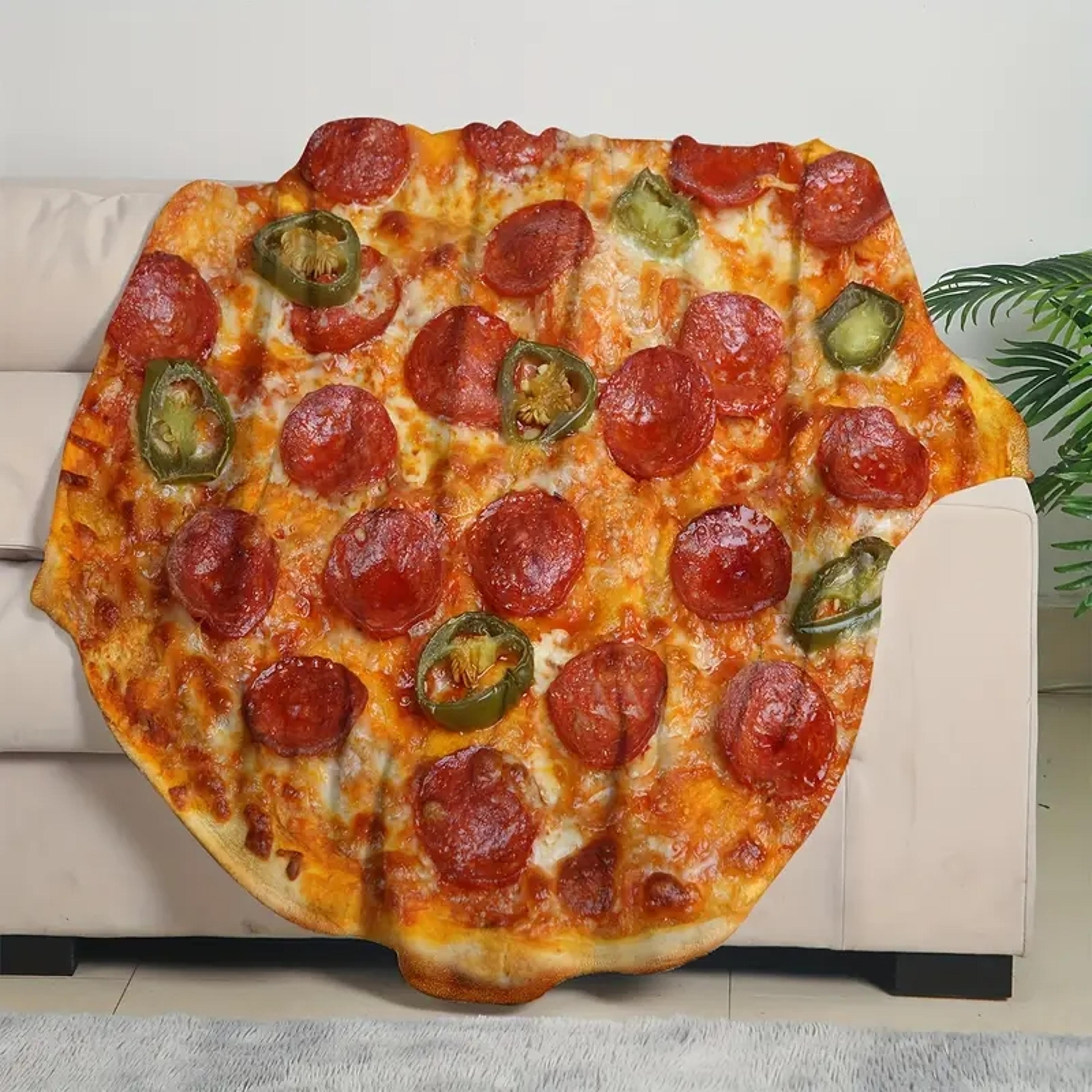 cozy round pizza blanket soft flannel blanket for home, travel & fun gifts