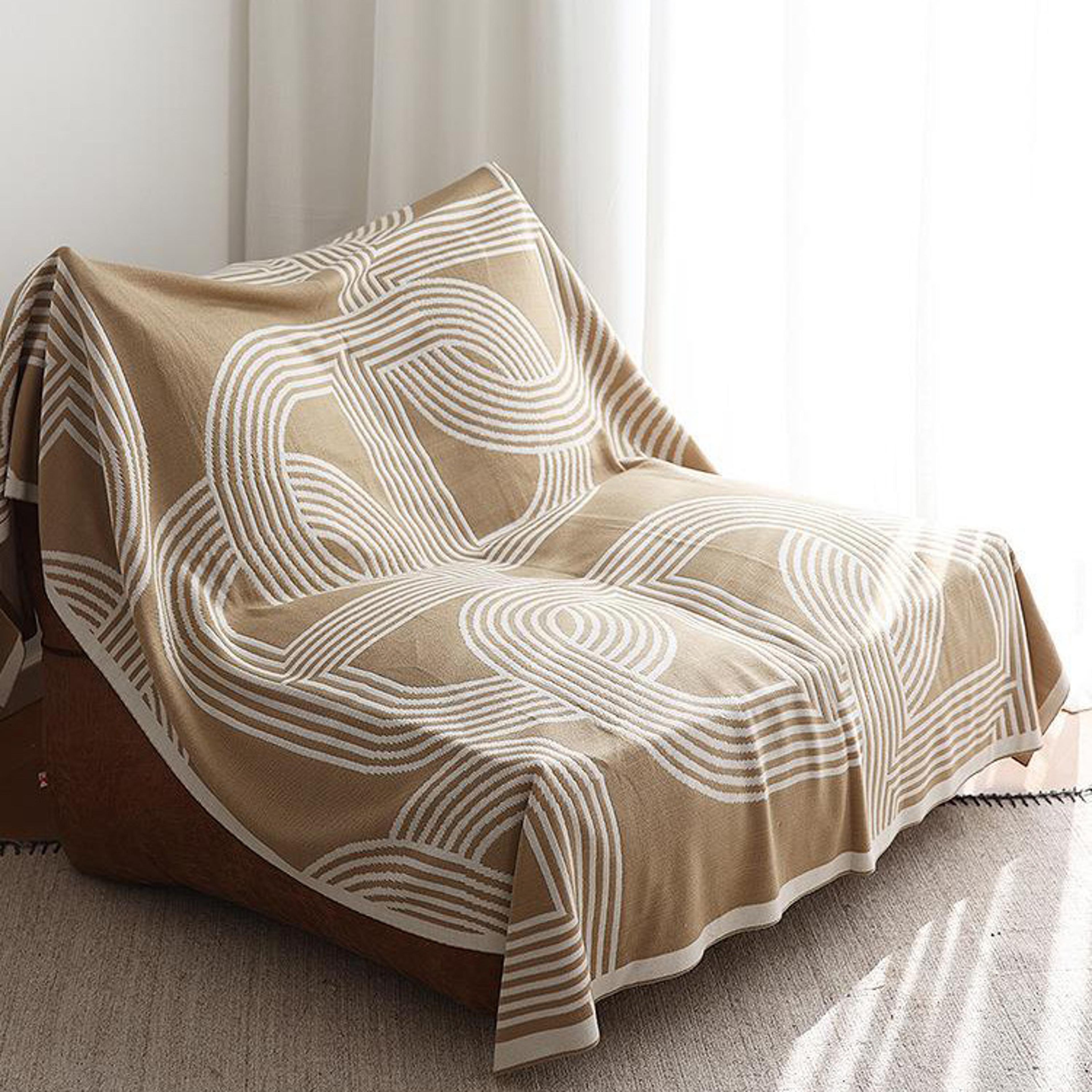 nordic geometric knitted throw blanket for sofa, bed & home decor