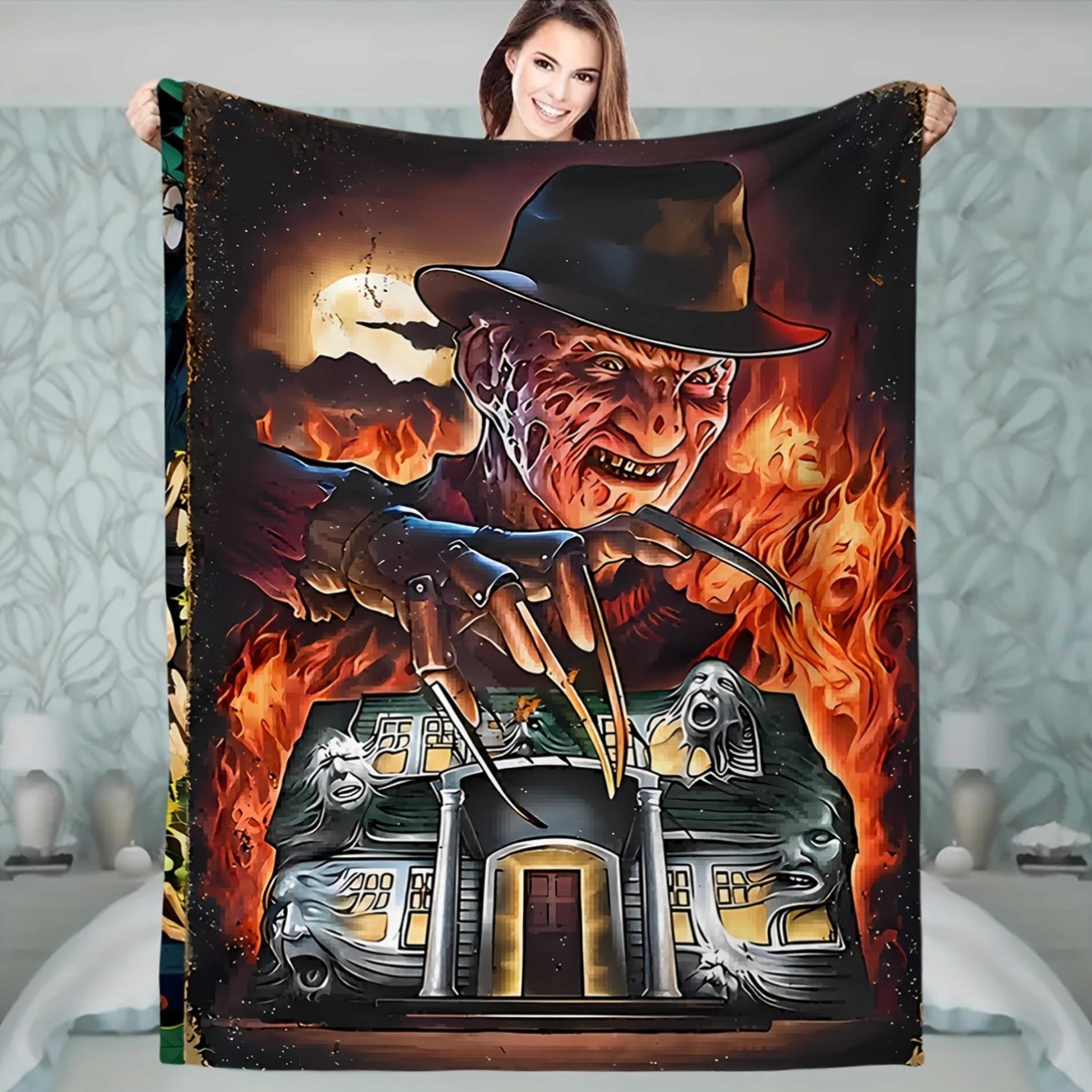 freddy inspired horror throw blanket soft halloween fleece for horror fans & cozy home decor
