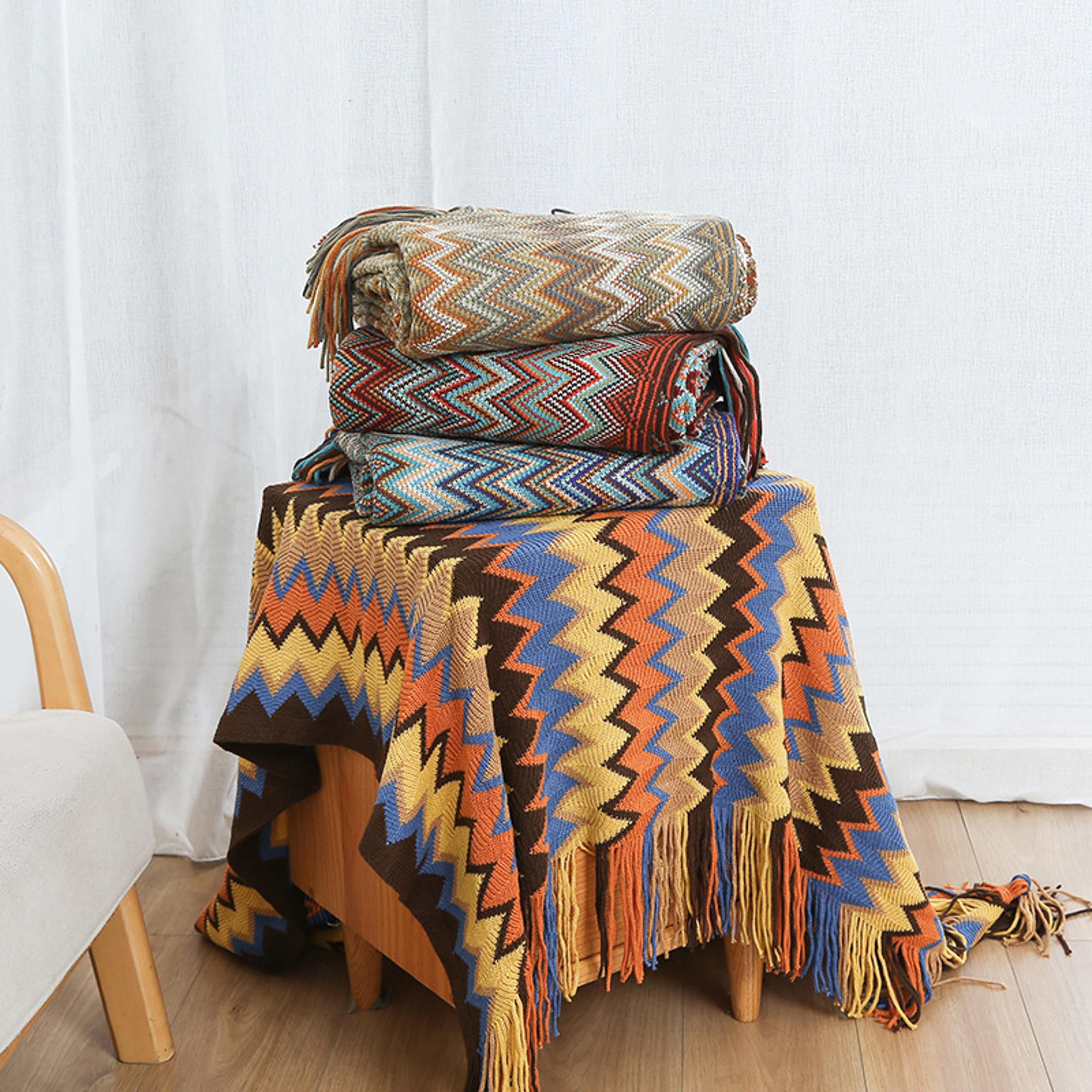 battilo boho throw blanket with tassels soft knit throw blanket for sofa, bed & home decor