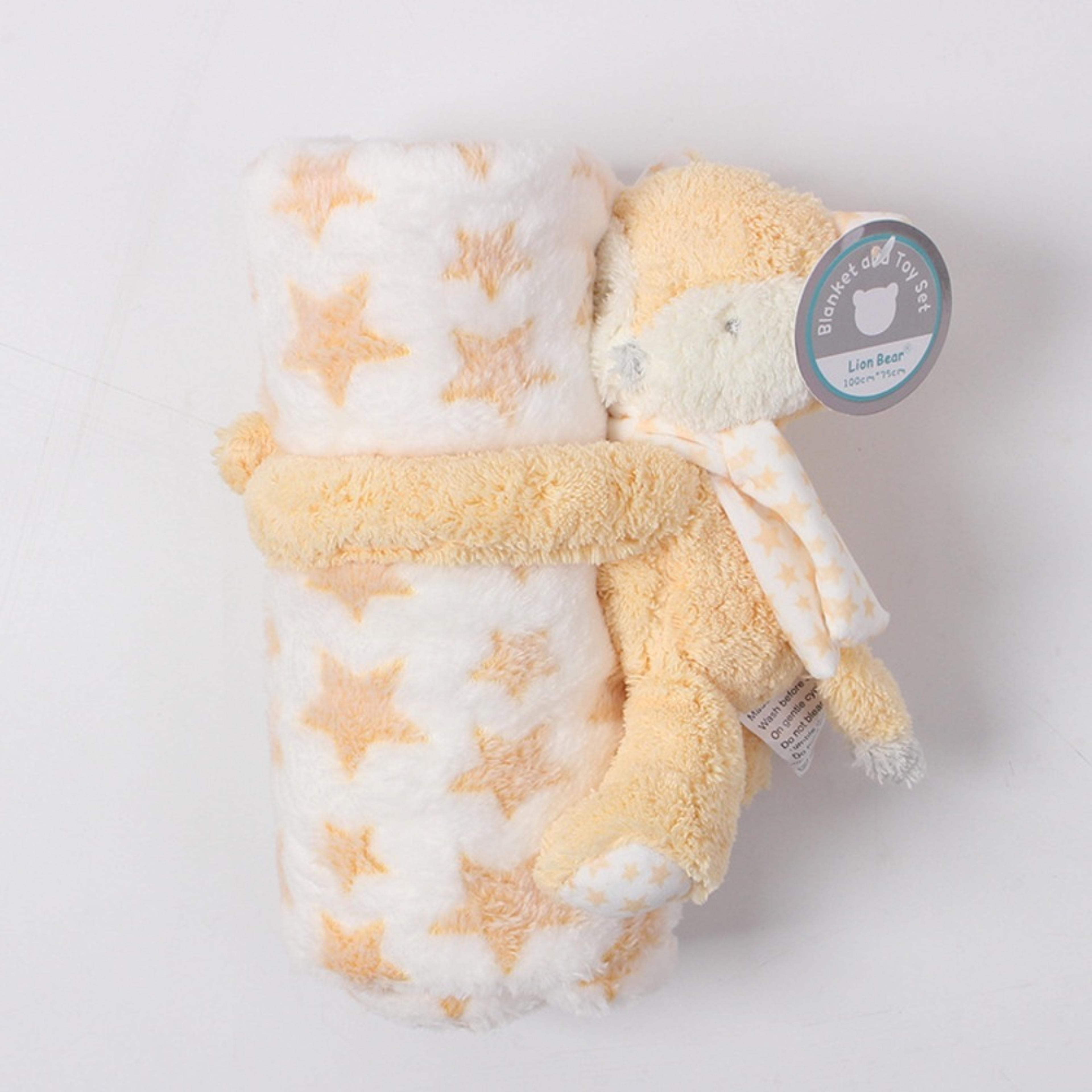 soft bunny baby blanket & plush toy set flannel newborn baby blanket gift