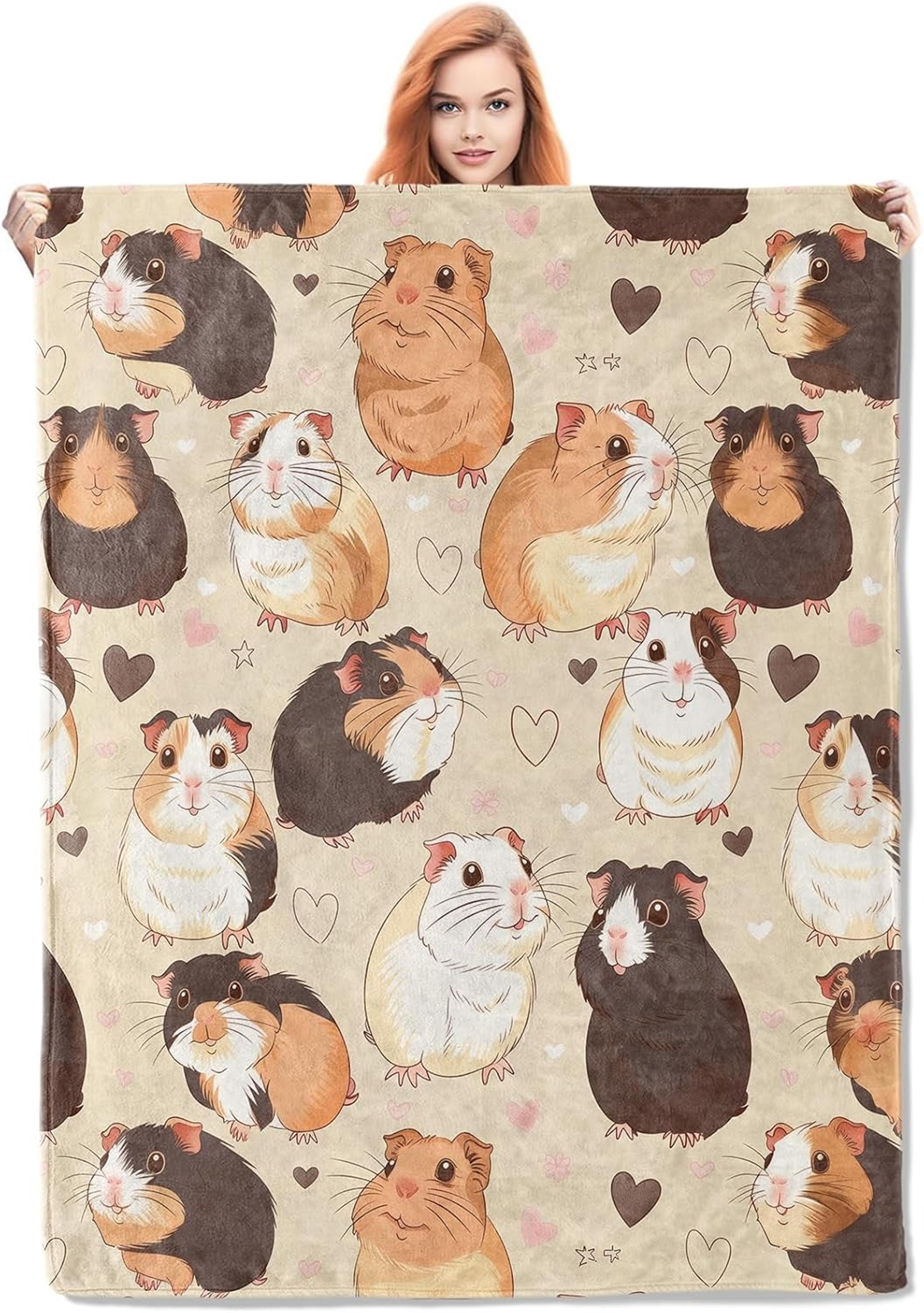 cute guinea pig throw blanket soft fleece throw blanket for couch, bed, travel & animal lovers
