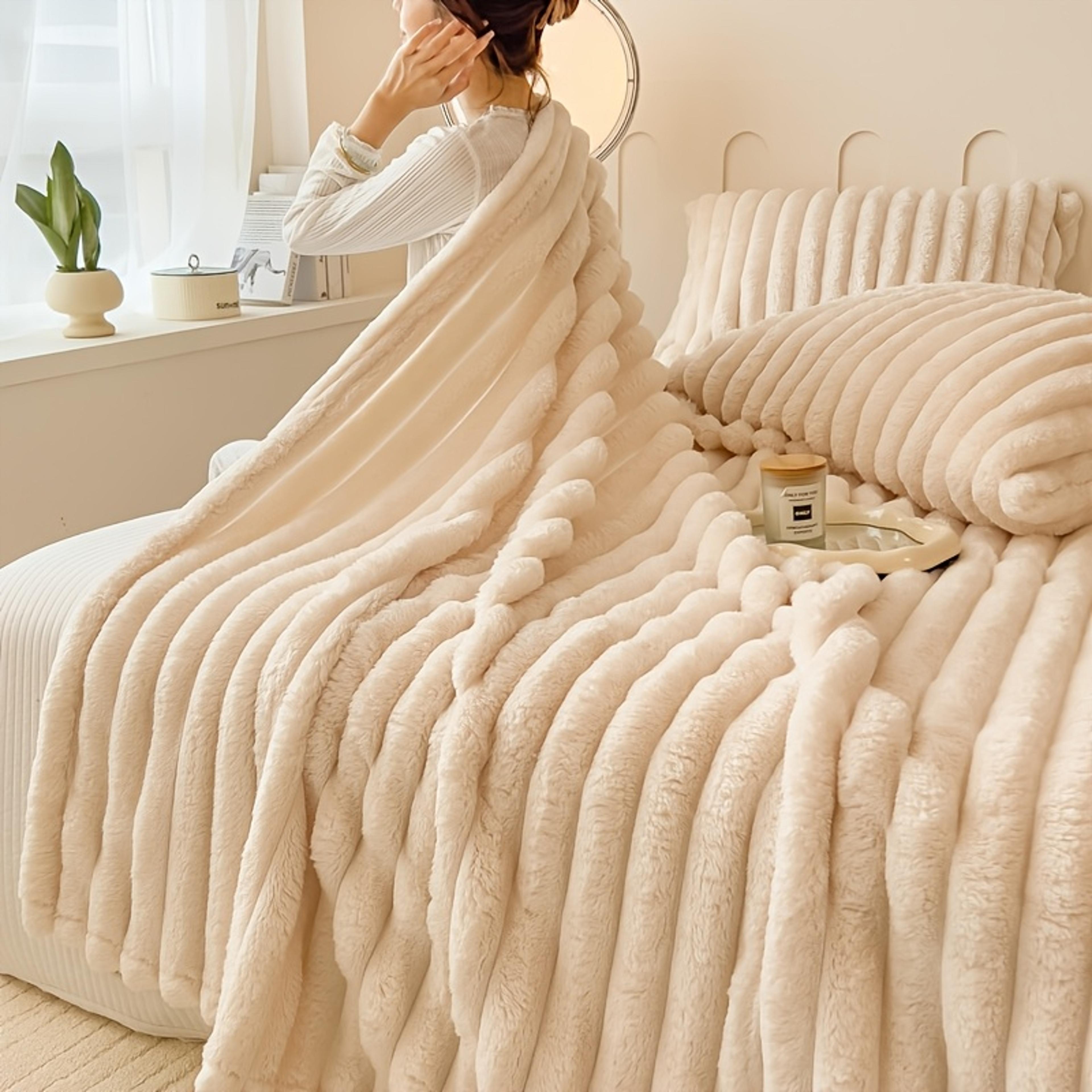 thick wide striped flannel blanket soft waterproof sofa throw & cozy bed blanket