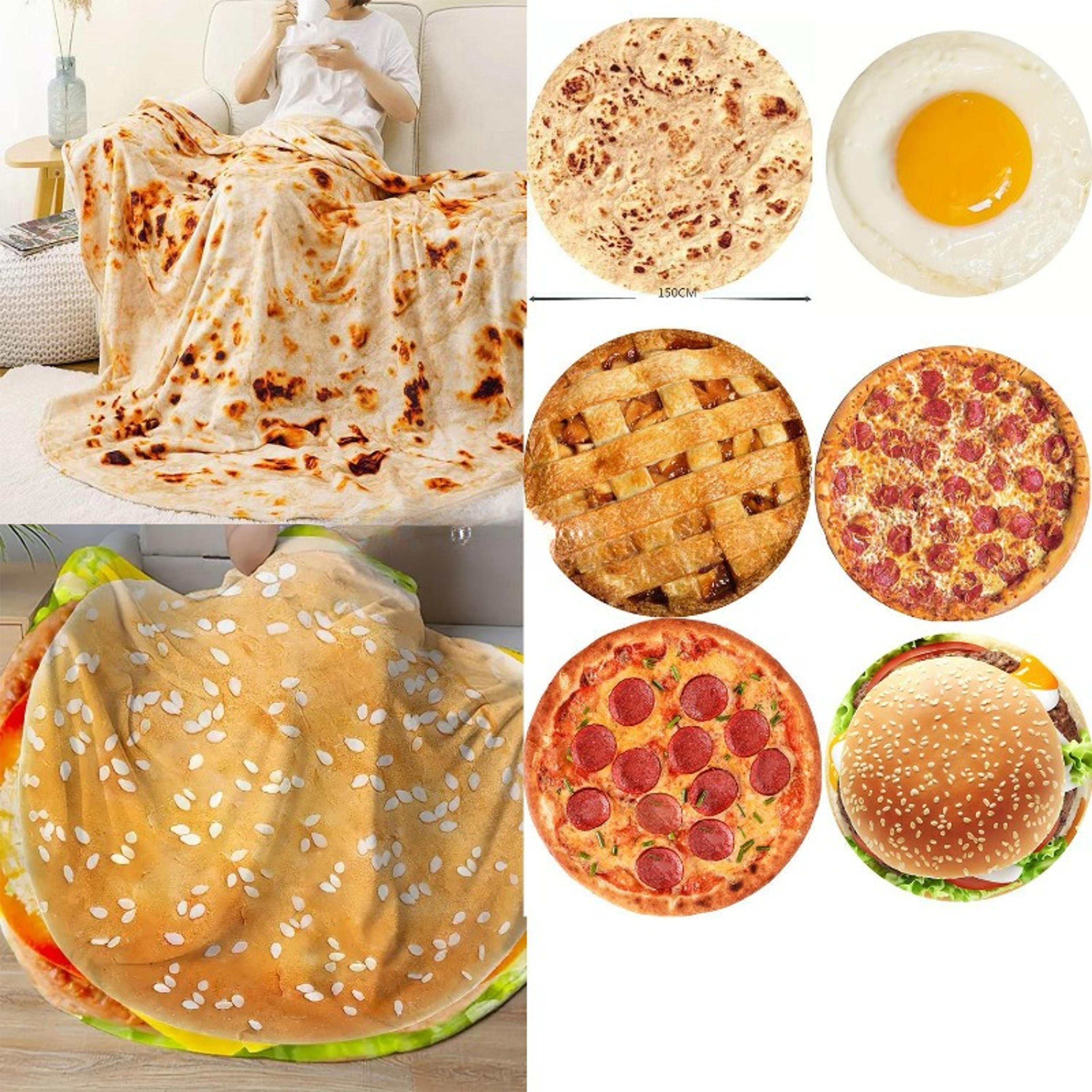 funny food blanket round pizza blanket soft throw for sofa, bed, picnic & office nap