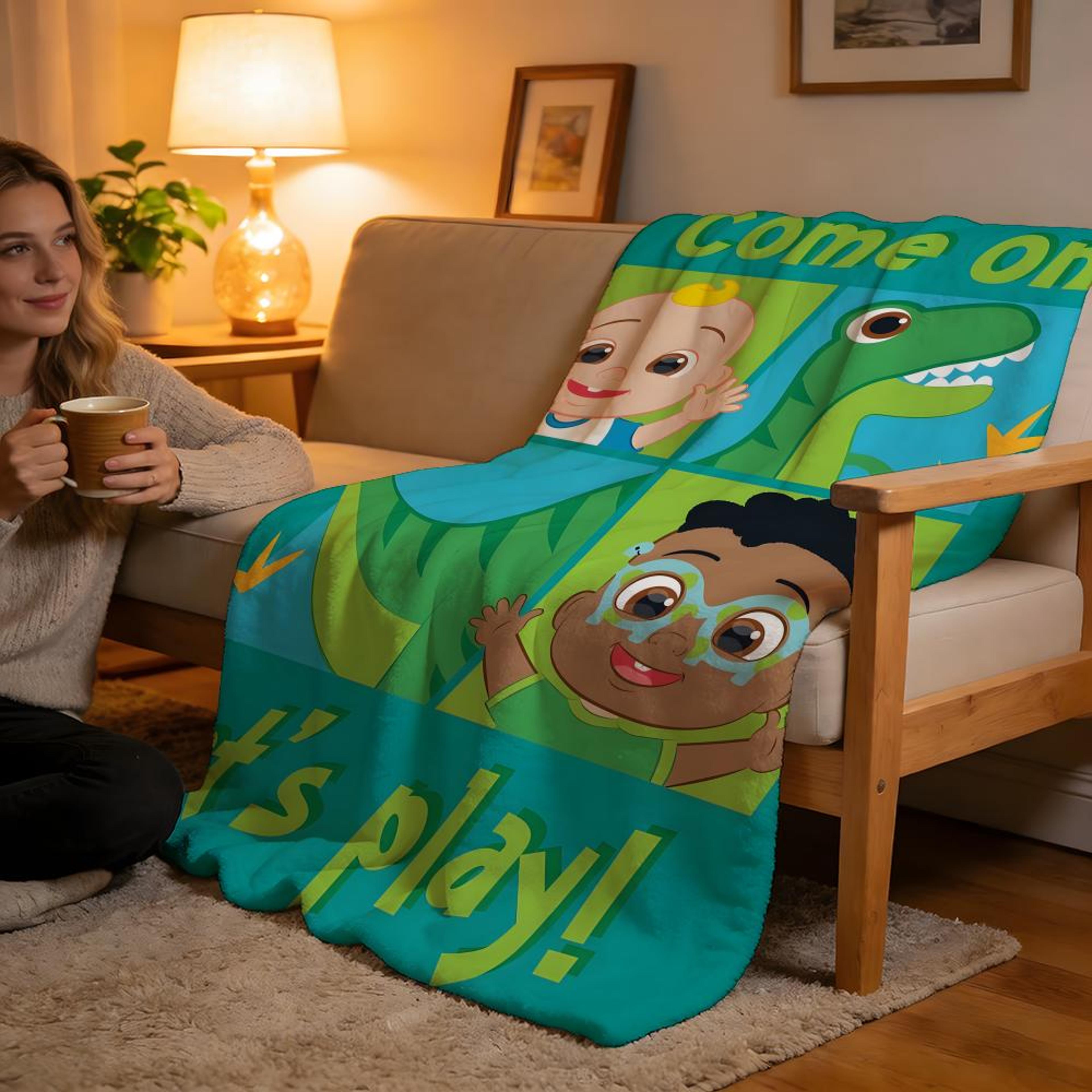 cocomelon blanket soft plush fleece kids throw blanket for sofa, bed & travel