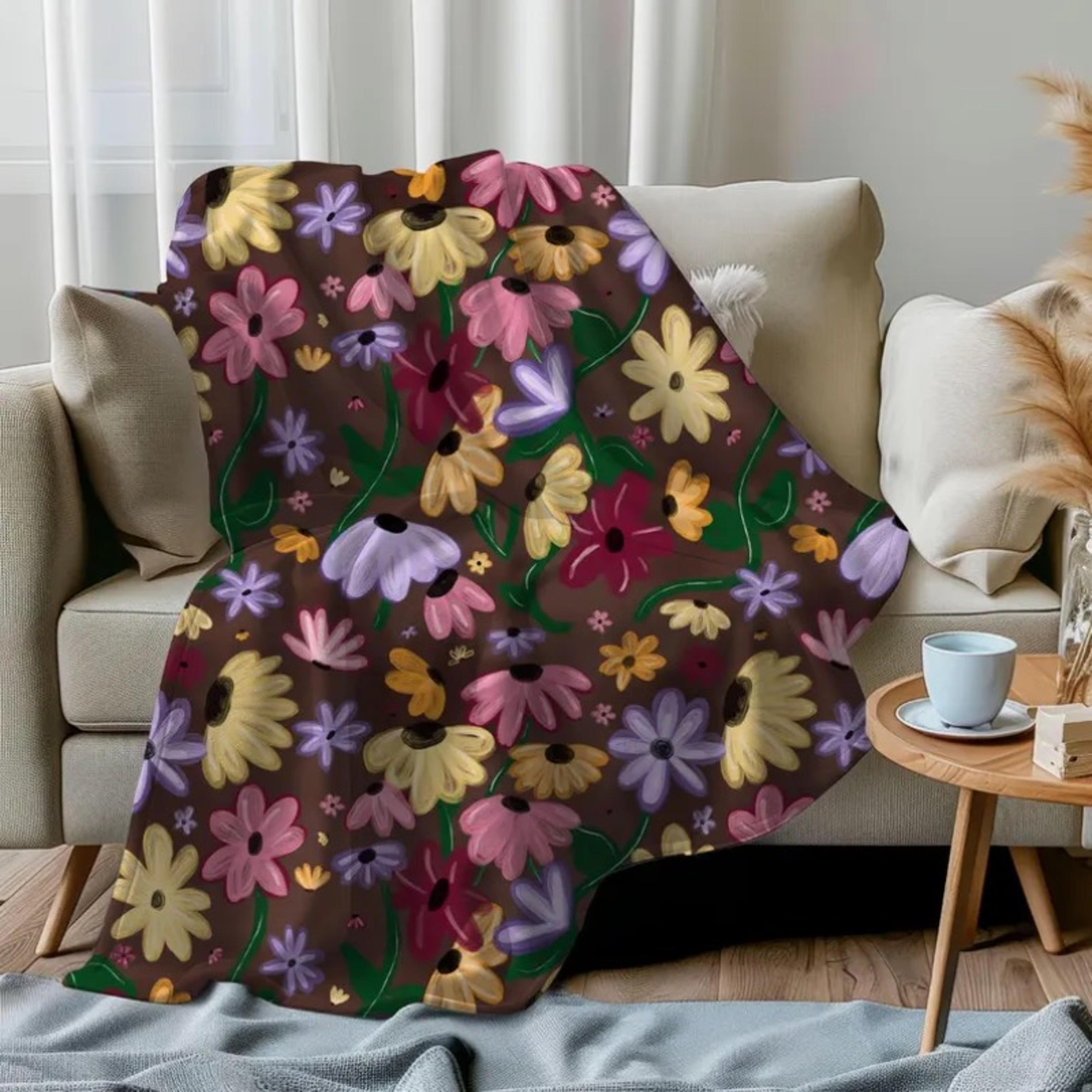 floral piano woven throw blanket cozy music lover gift & aesthetic tapestry for sofa or bed