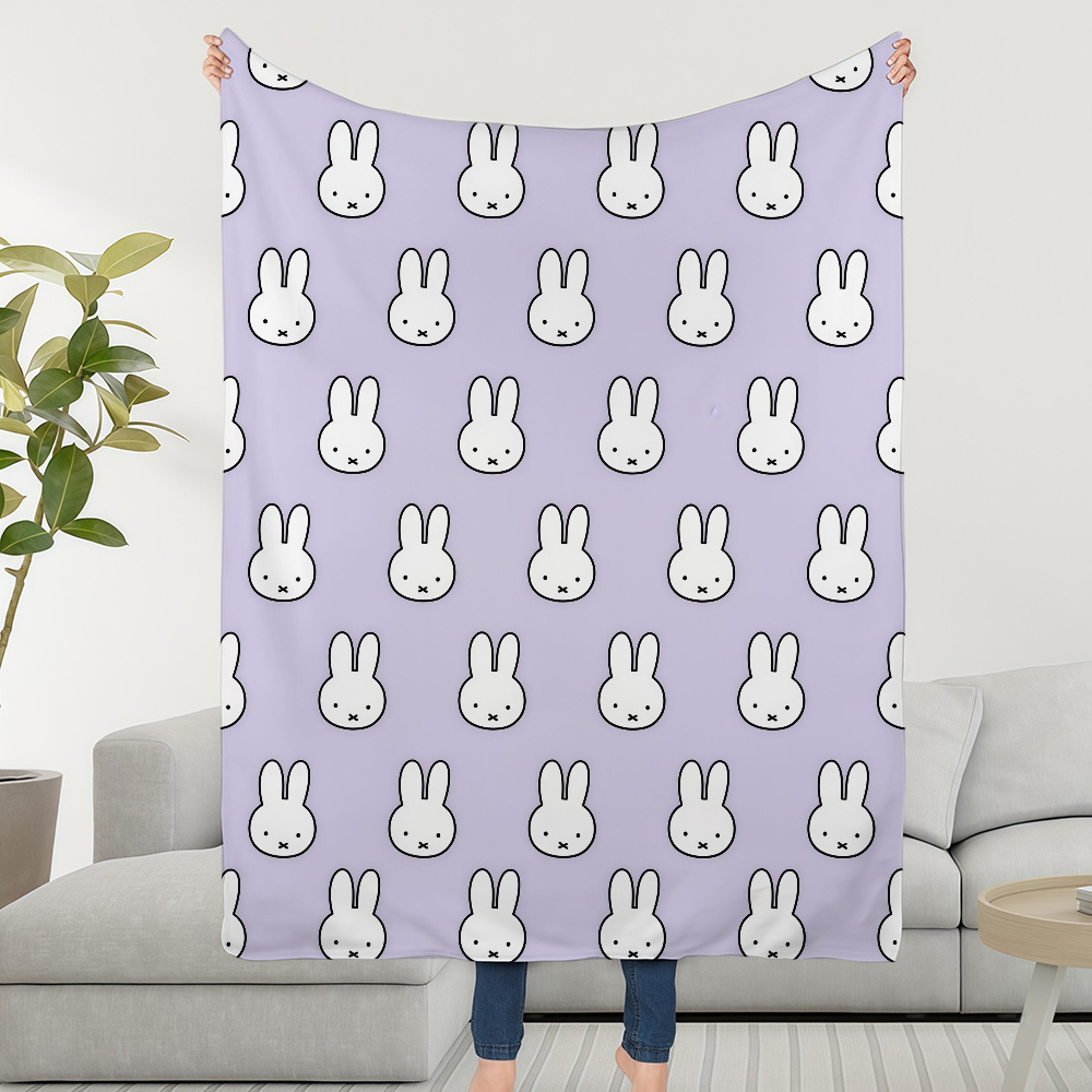 cute rabbit throw blanket plush cartoon cozy sofa & bed blanket for kids, teens & bunny lovers