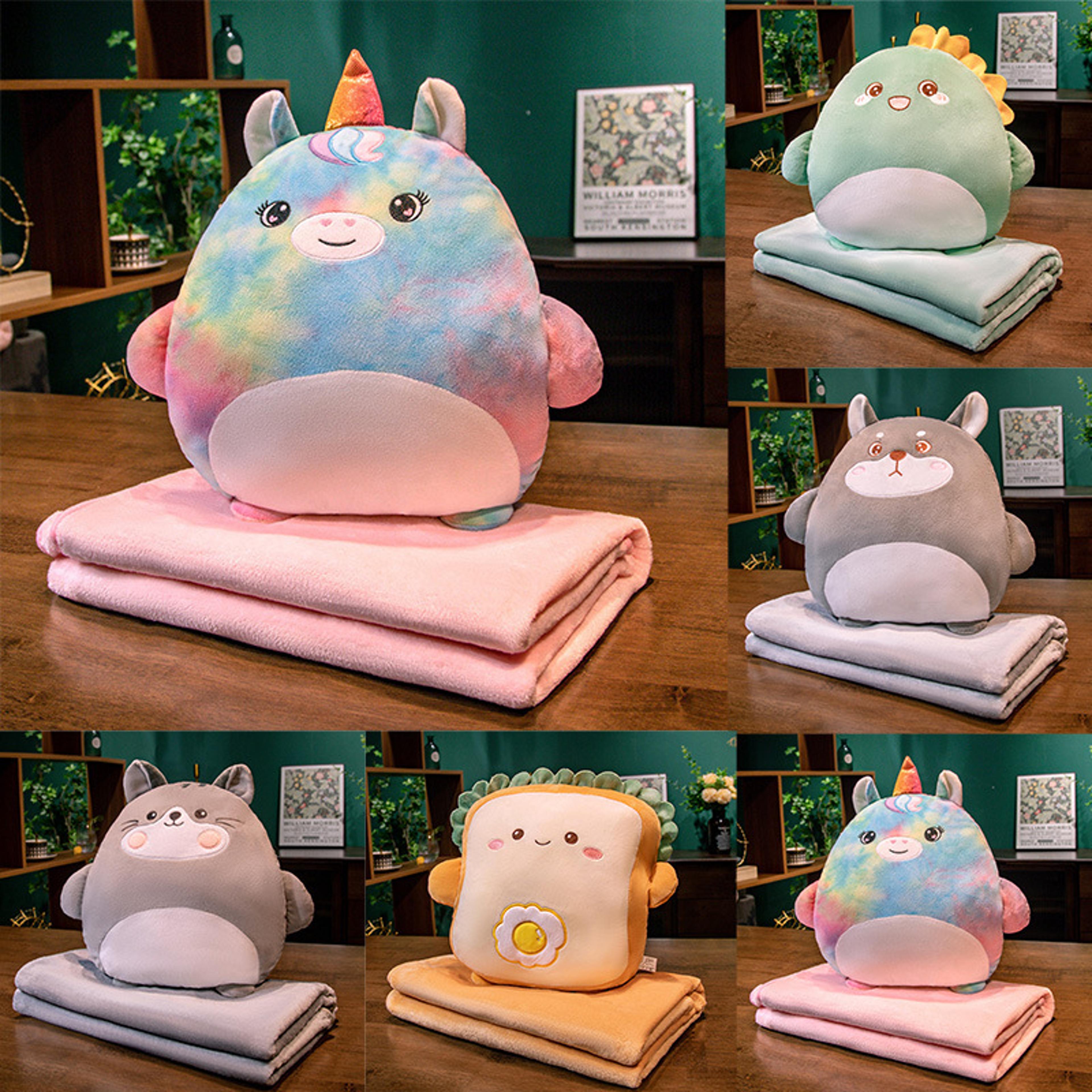 hand warmer pillow blanket cute toast plush throw blanket & office nap cushion