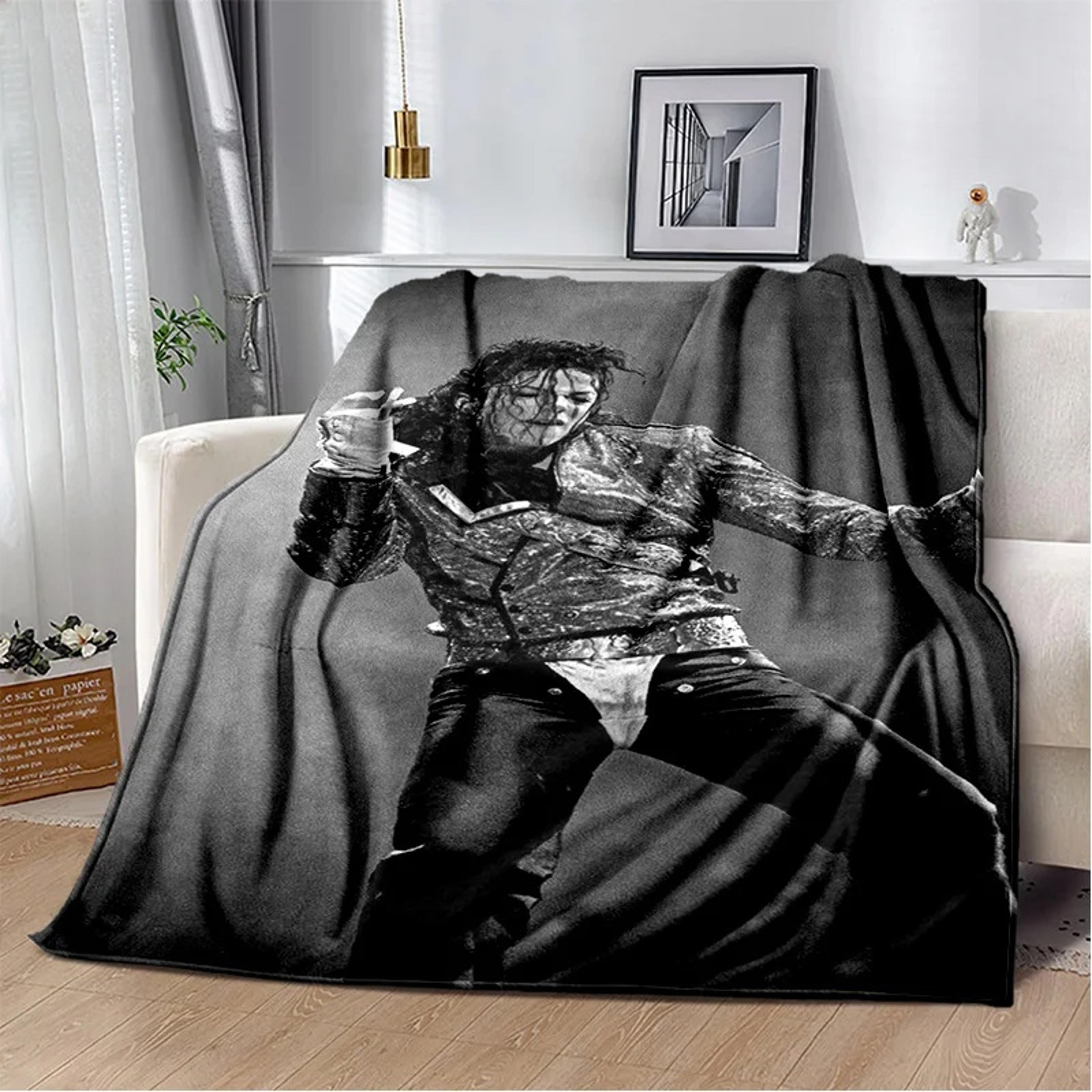 michael jackson retro flannel blanket soft music throw blanket for sofa, bed & travel