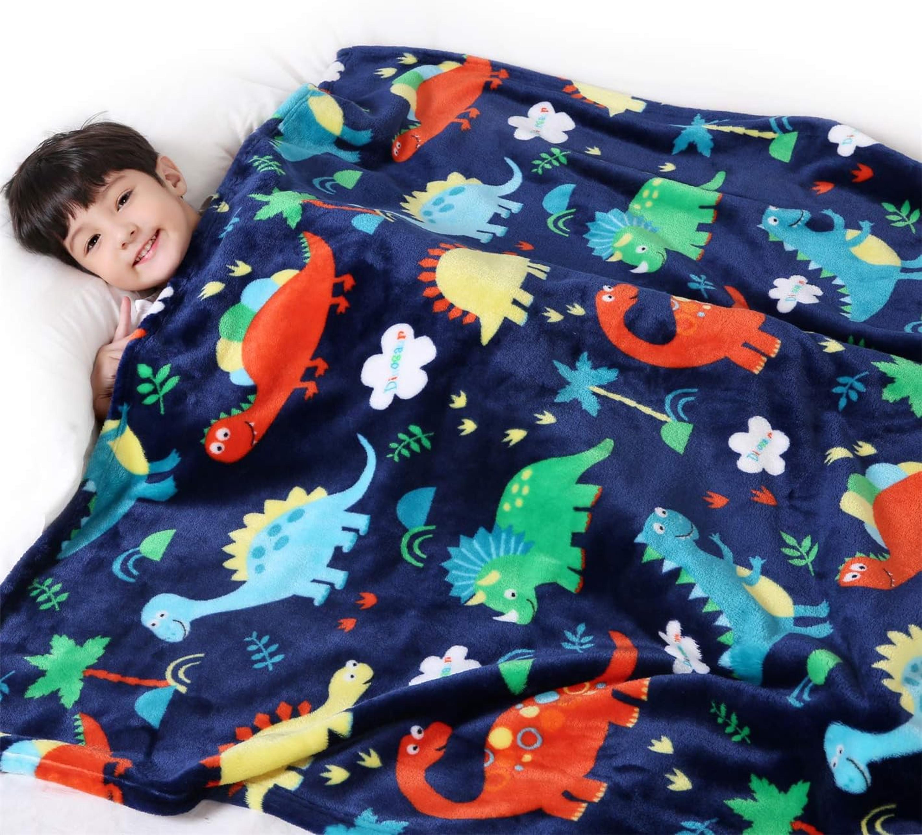 cute dinosaur flannel throw blanket super soft plush fleece blanket for bed, sofa, travel & camping
