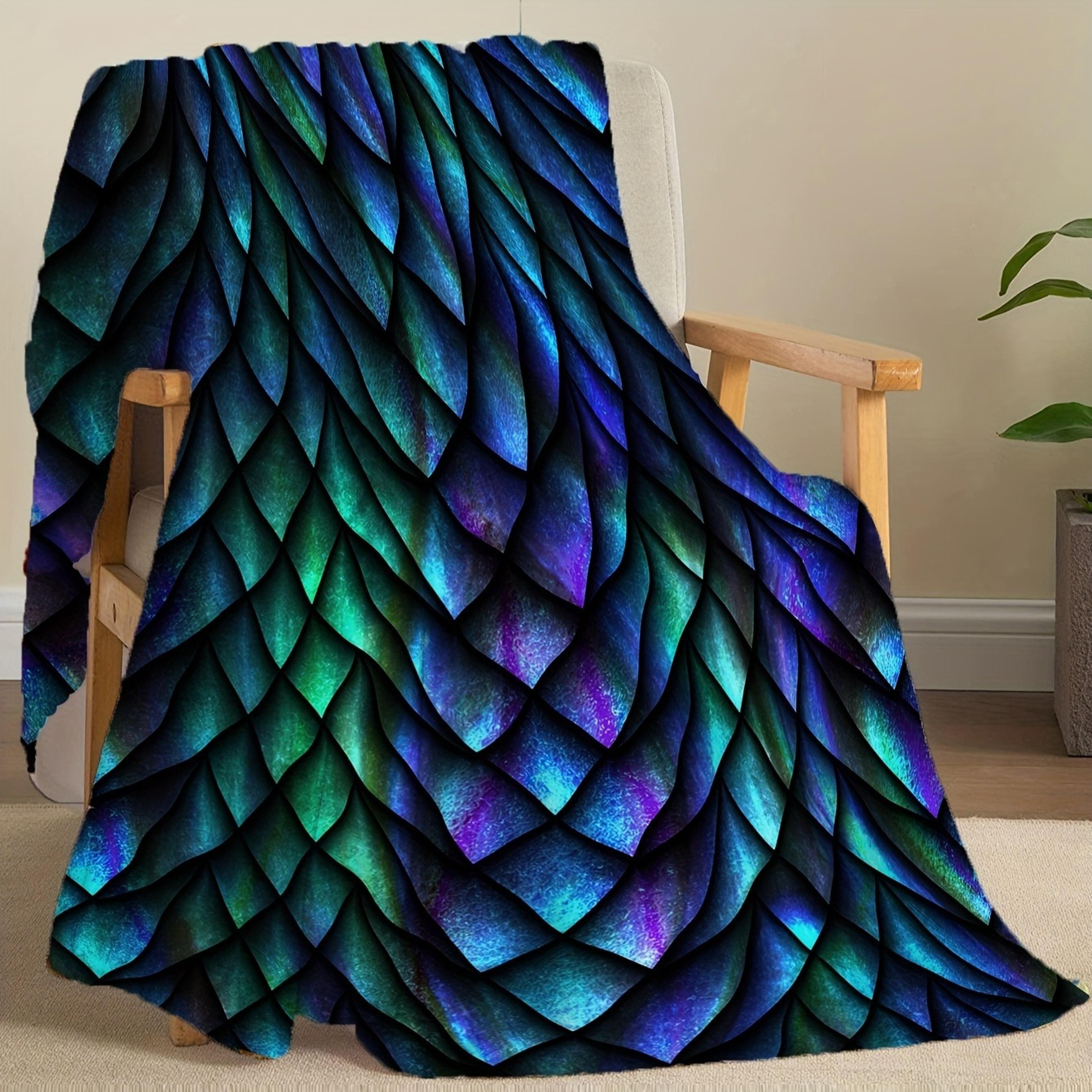 dragon scale flannel throw blanket soft dragon blanket for couch, bed & sofa all season cozy gift