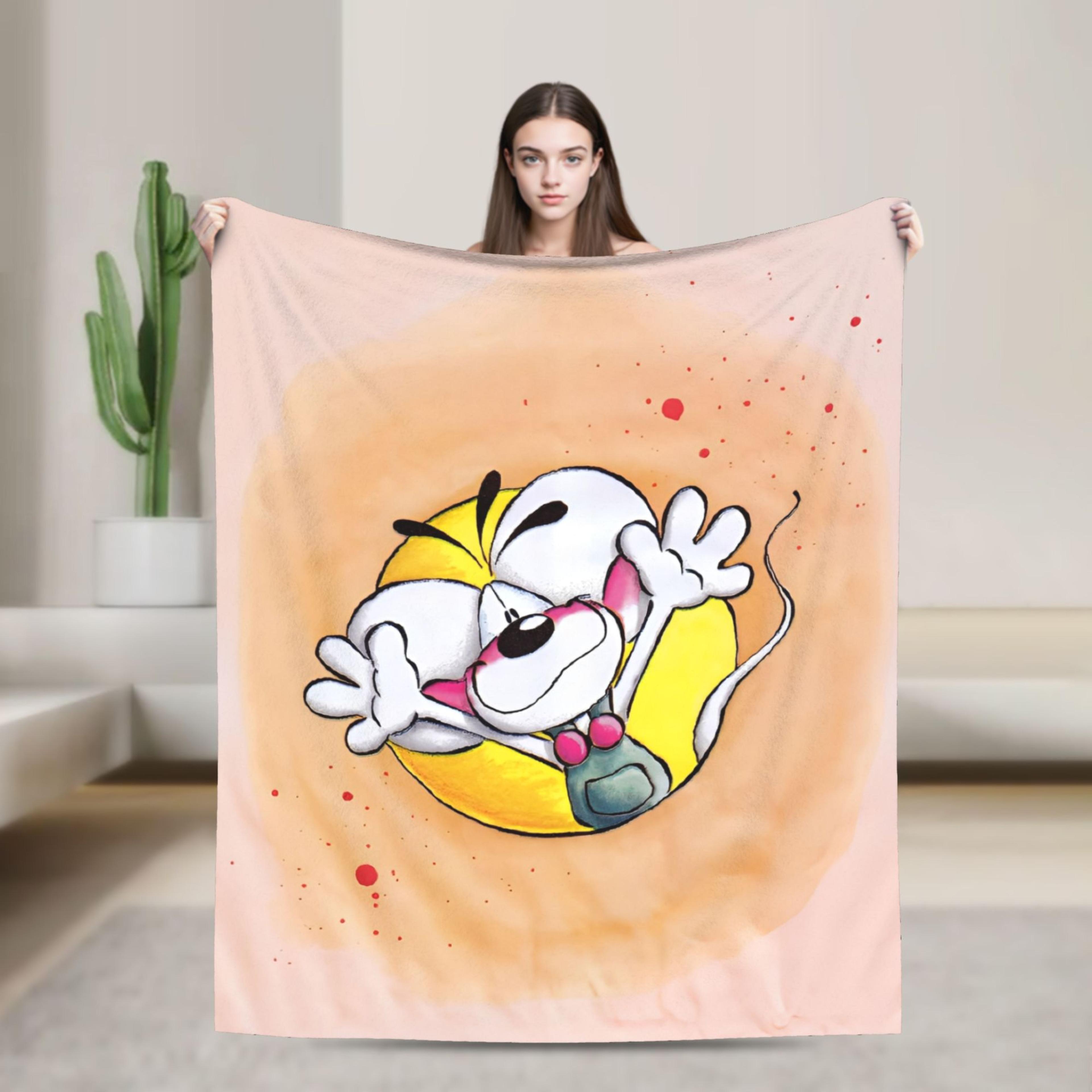 cute diddl cartoon throw blanket soft coral fleece blanket for sofa, bed & cozy home decor