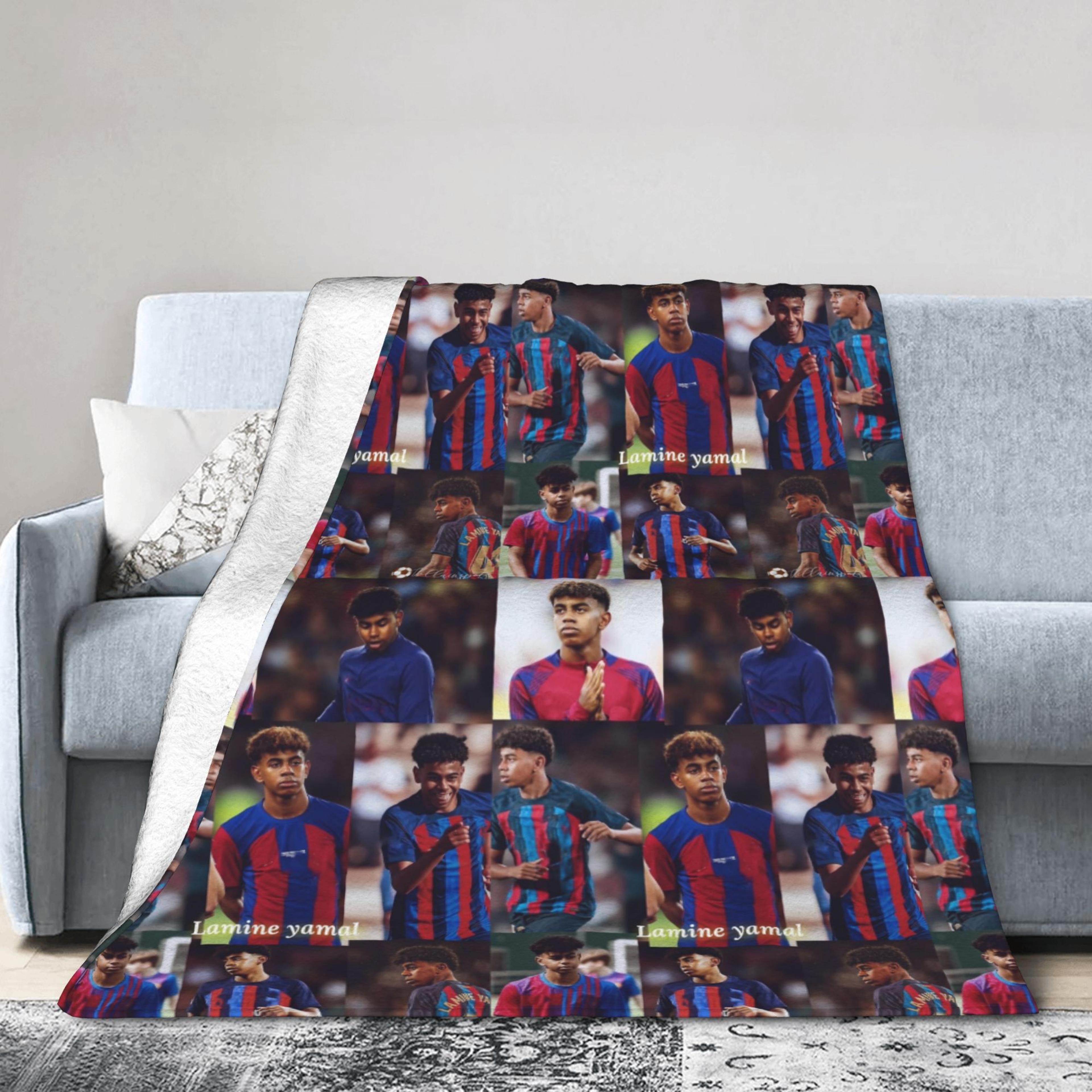 lamine yamal football throw blanket soft flannel blanket for sofa, bed, travel & all season comfort