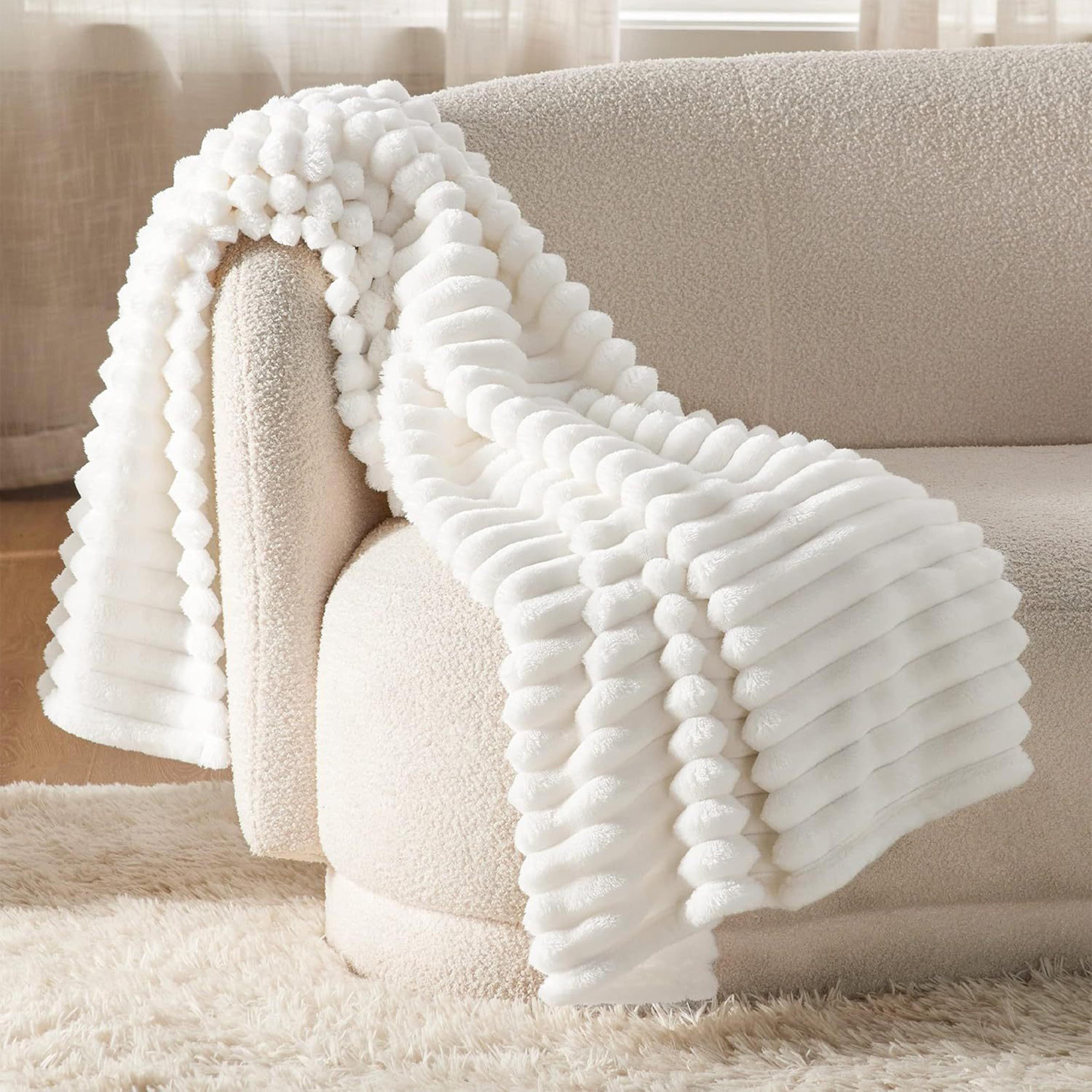 cozy striped soft blanket for bed & sofa all season plush throw quilt