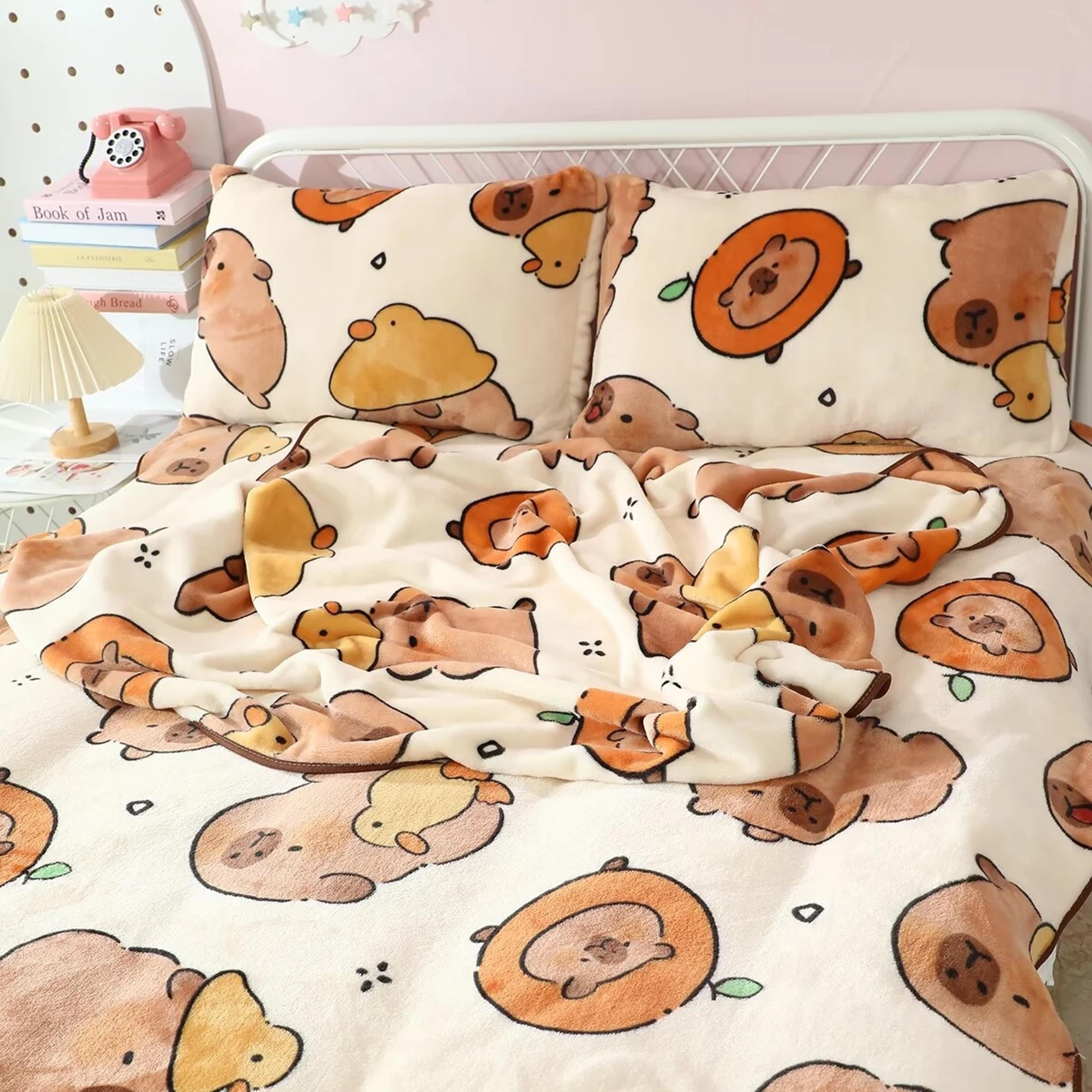 cute capybara blanket soft flannel throw blanket for sofa, bed & cozy nap time
