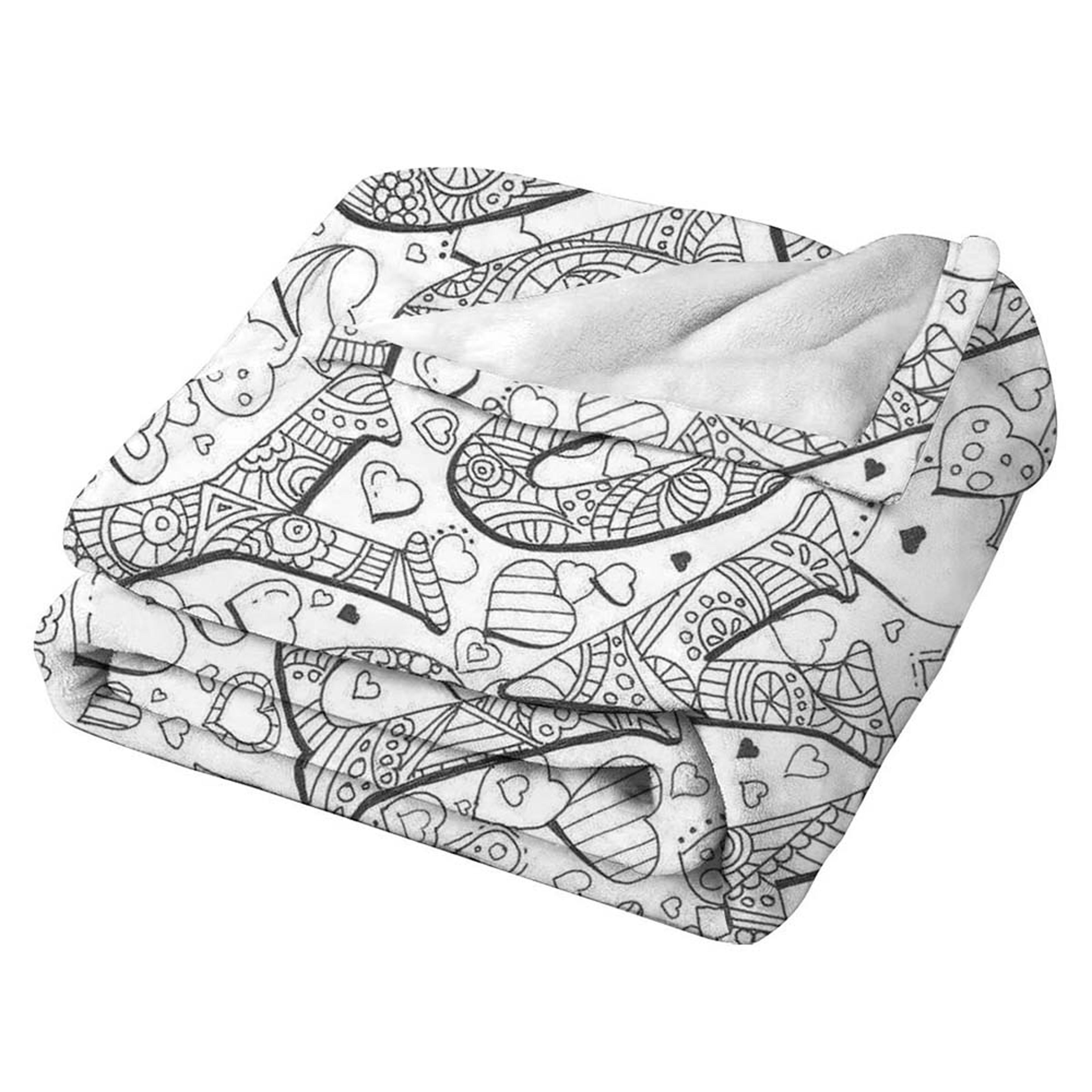 romantic flannel throw blanket with love heart & eiffel tower print for sofa, bed & couch
