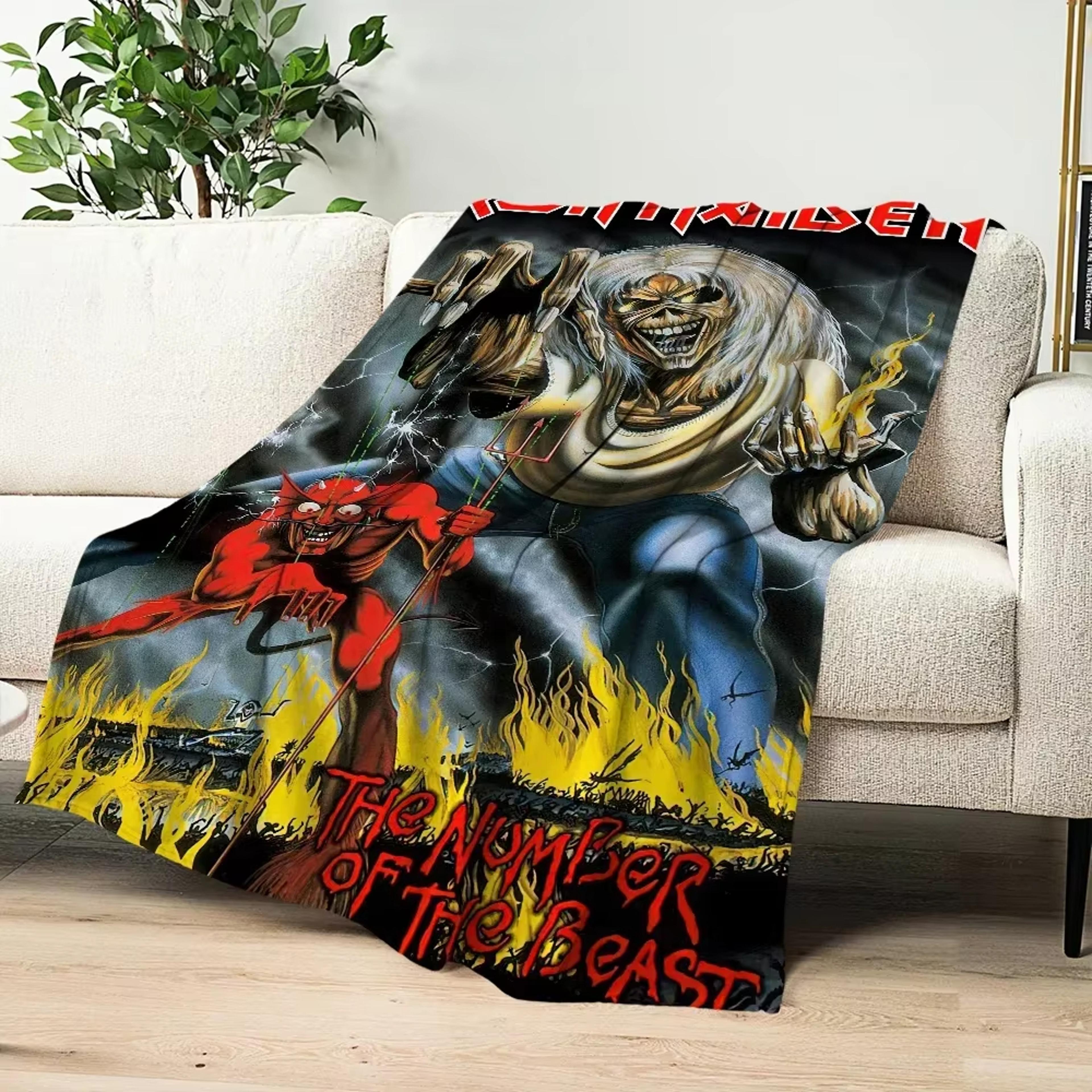 iron maiden blanket soft flannel throw blanket for rock & heavy metal fans