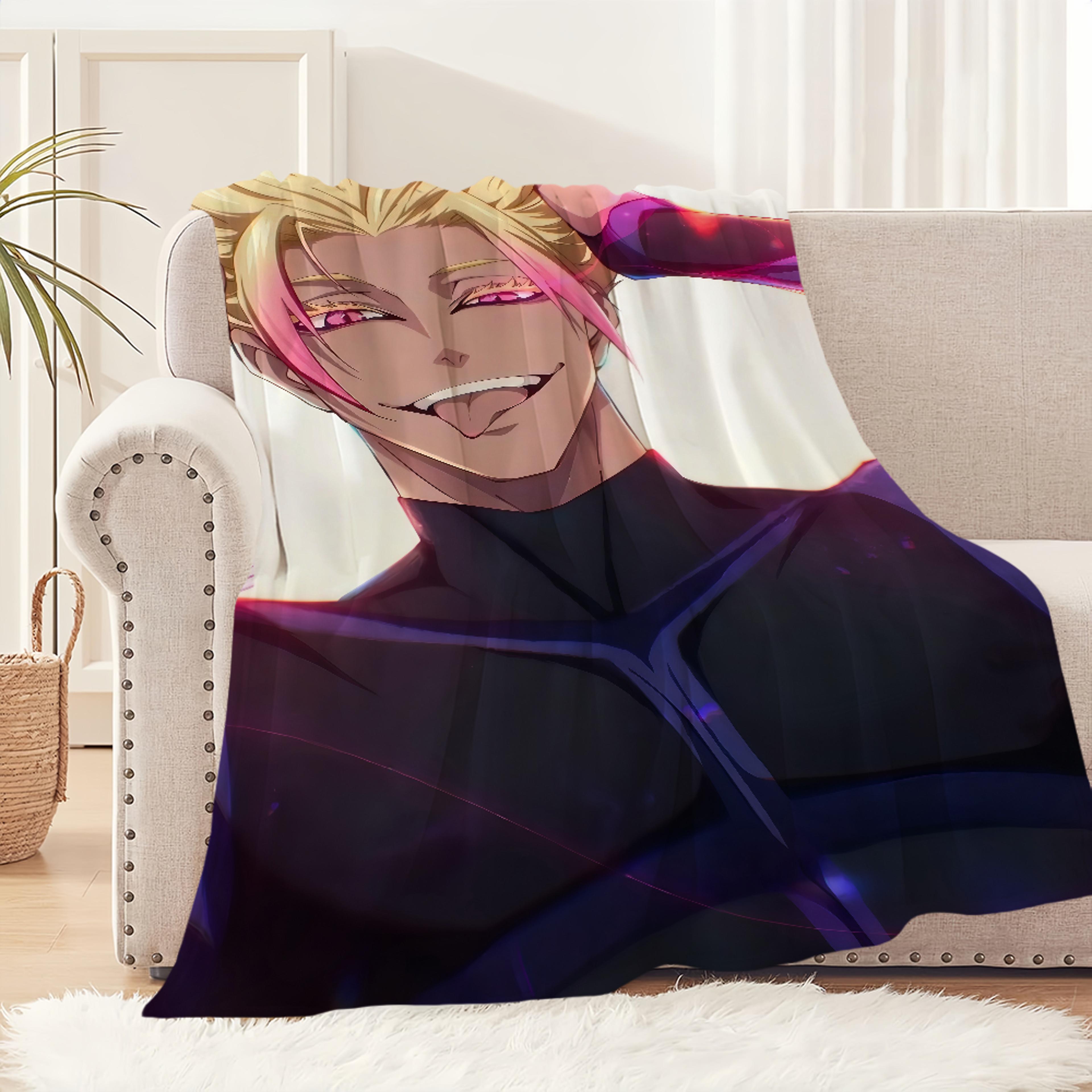 blue lock shidou ryusei plush fleece blanket soft anime throw blanket for couch, bed & travel