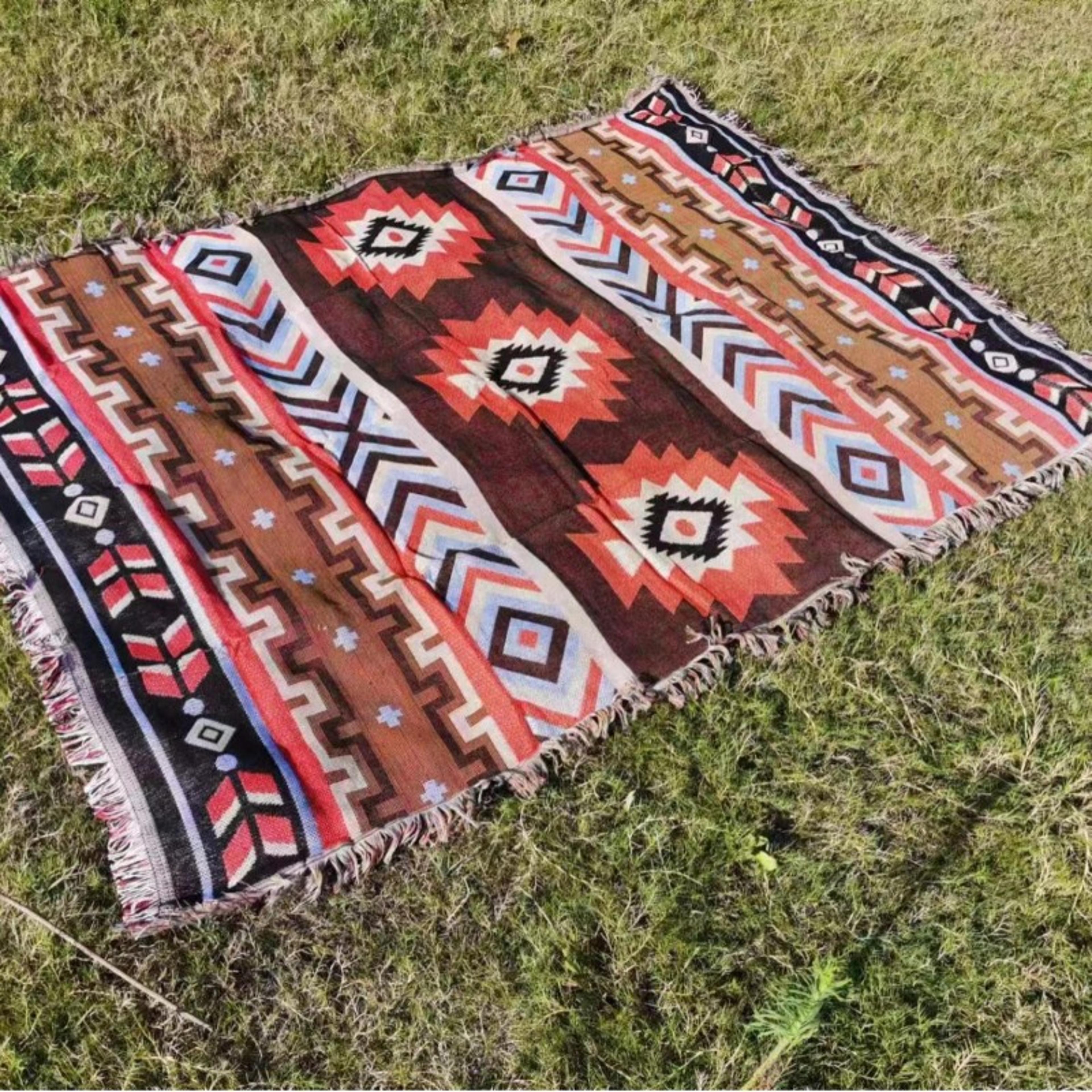 bohemian throw blanket woven camping blanket & decorative sofa cover