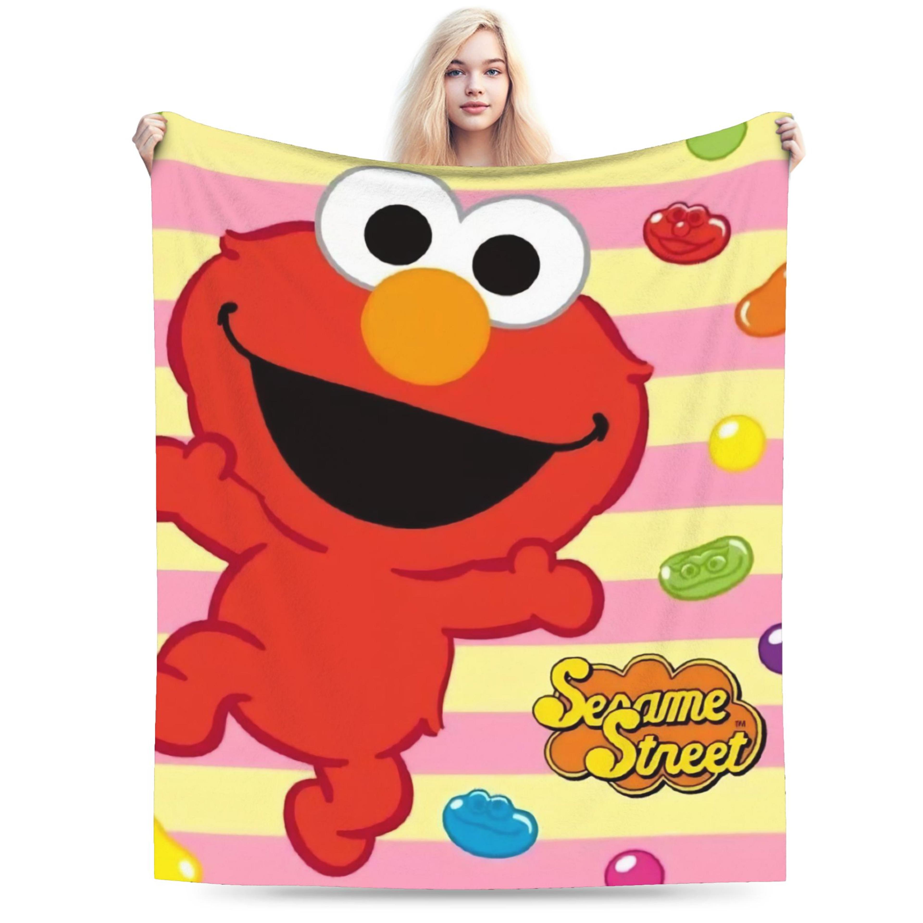 sesame street elmo throw blanket soft flannel blanket for kids, sofa, bed & travel