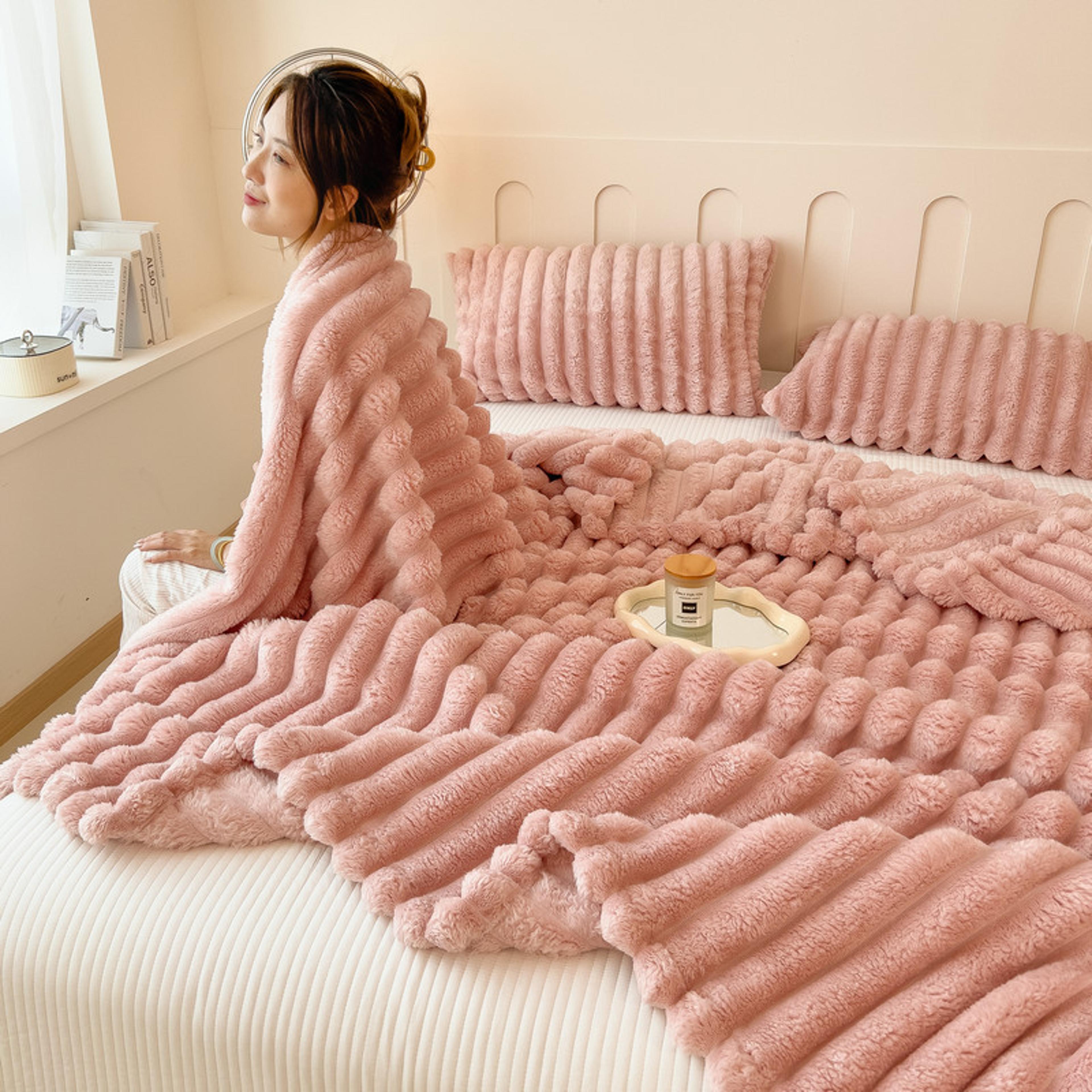 soft striped throw blanket for sofa, bed & travel cozy lightweight fleece throw