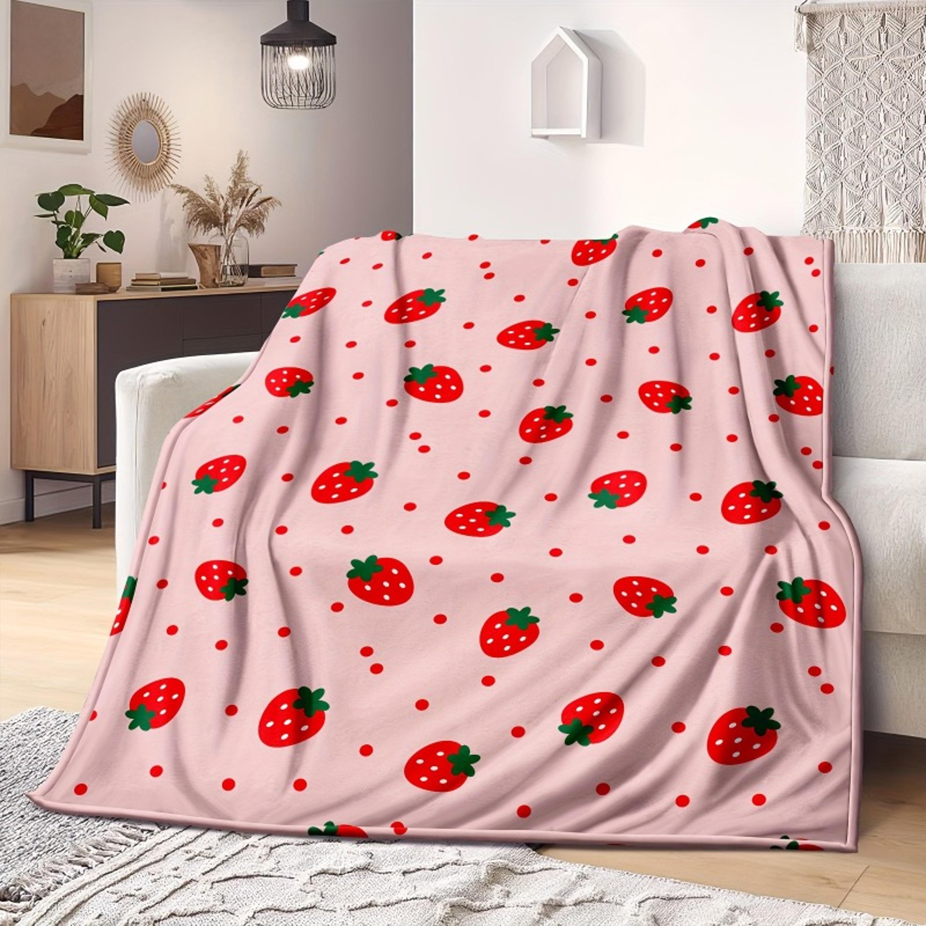 cute strawberry blanket soft flannel throw blanket for girls cozy lightweight fleece gift