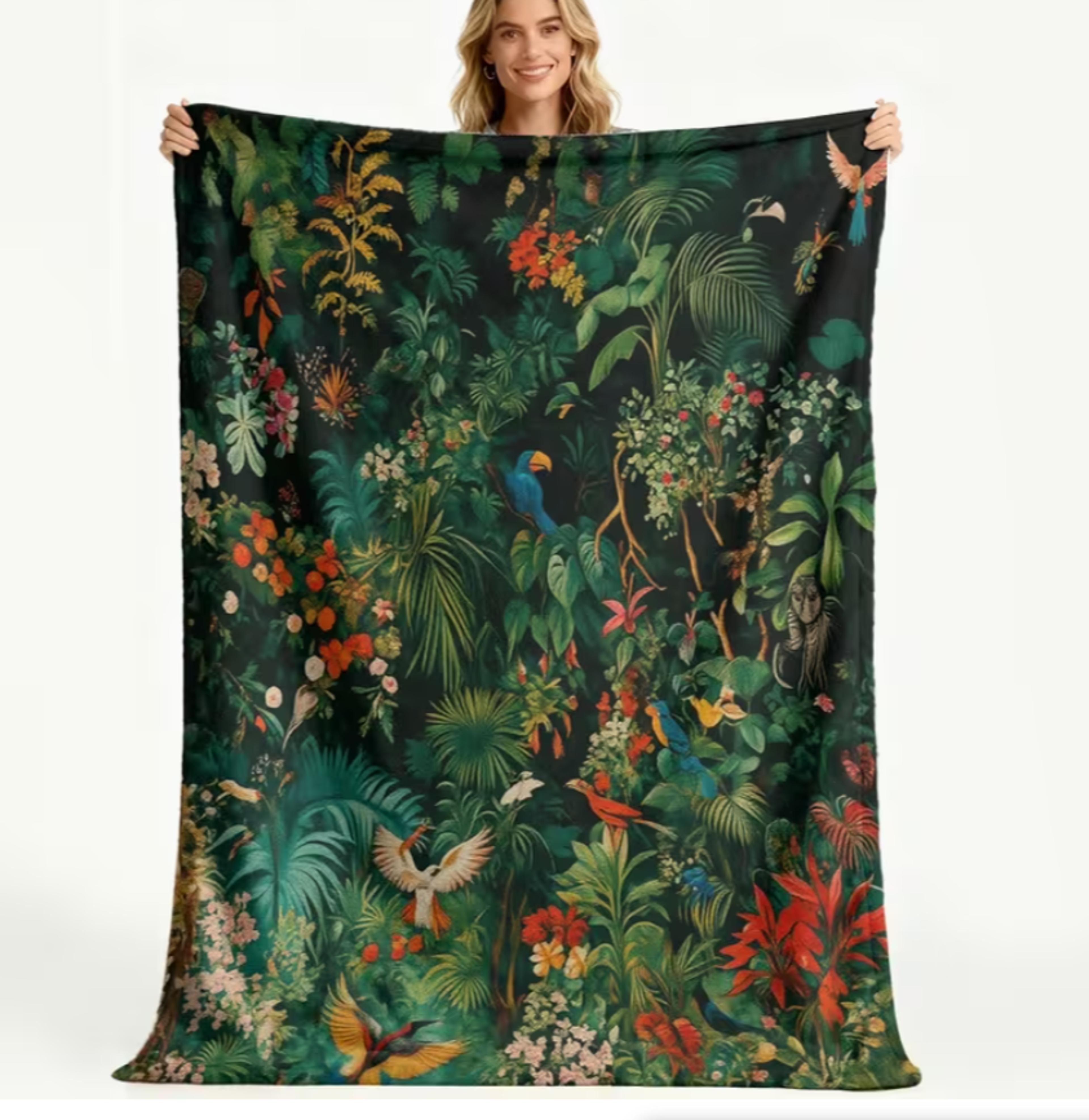 tropical bird flannel throw blanket soft cozy jungle print fleece sofa & bed blanket