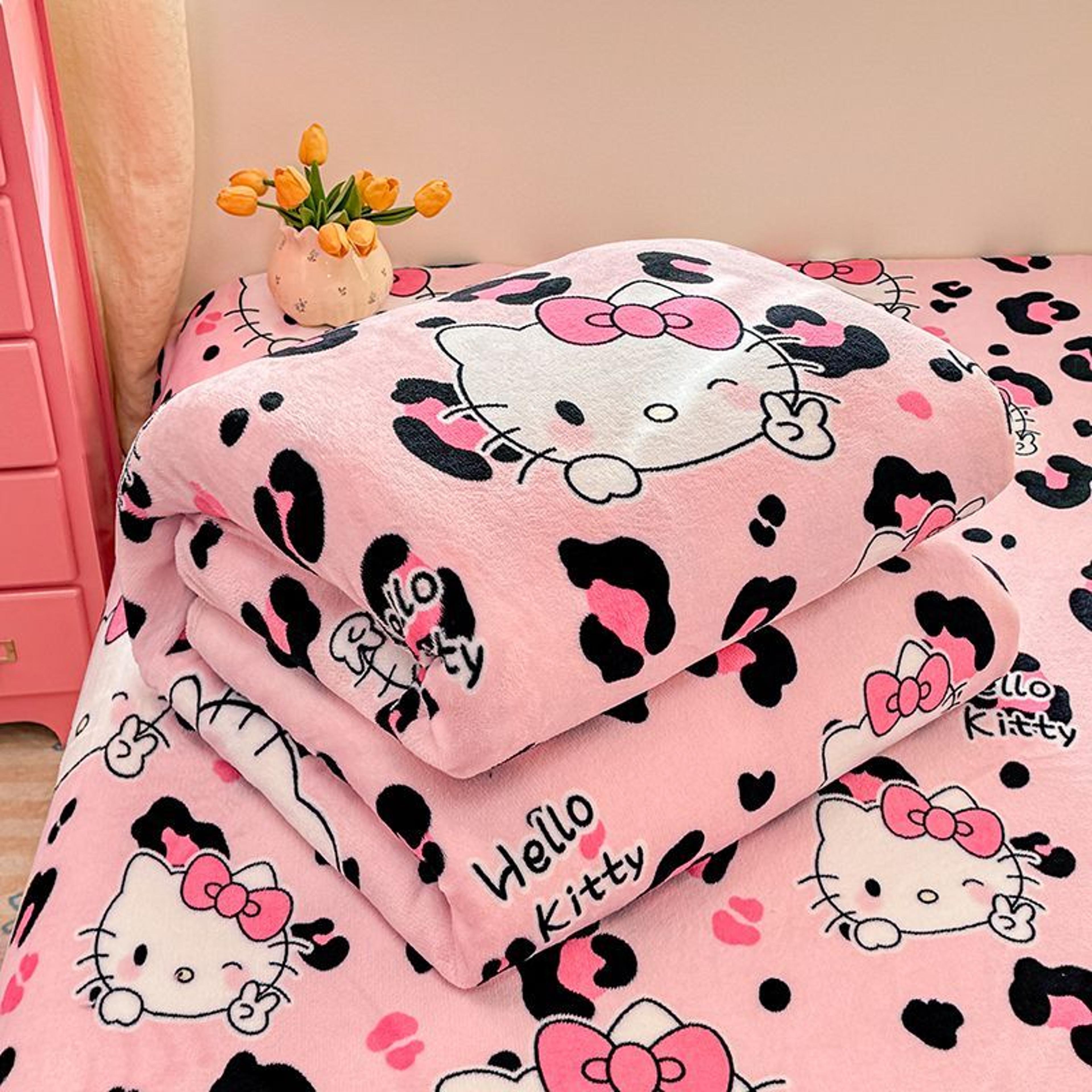 sanrio flannel blanket double sided soft fleece throw for bed, sofa, travel & office