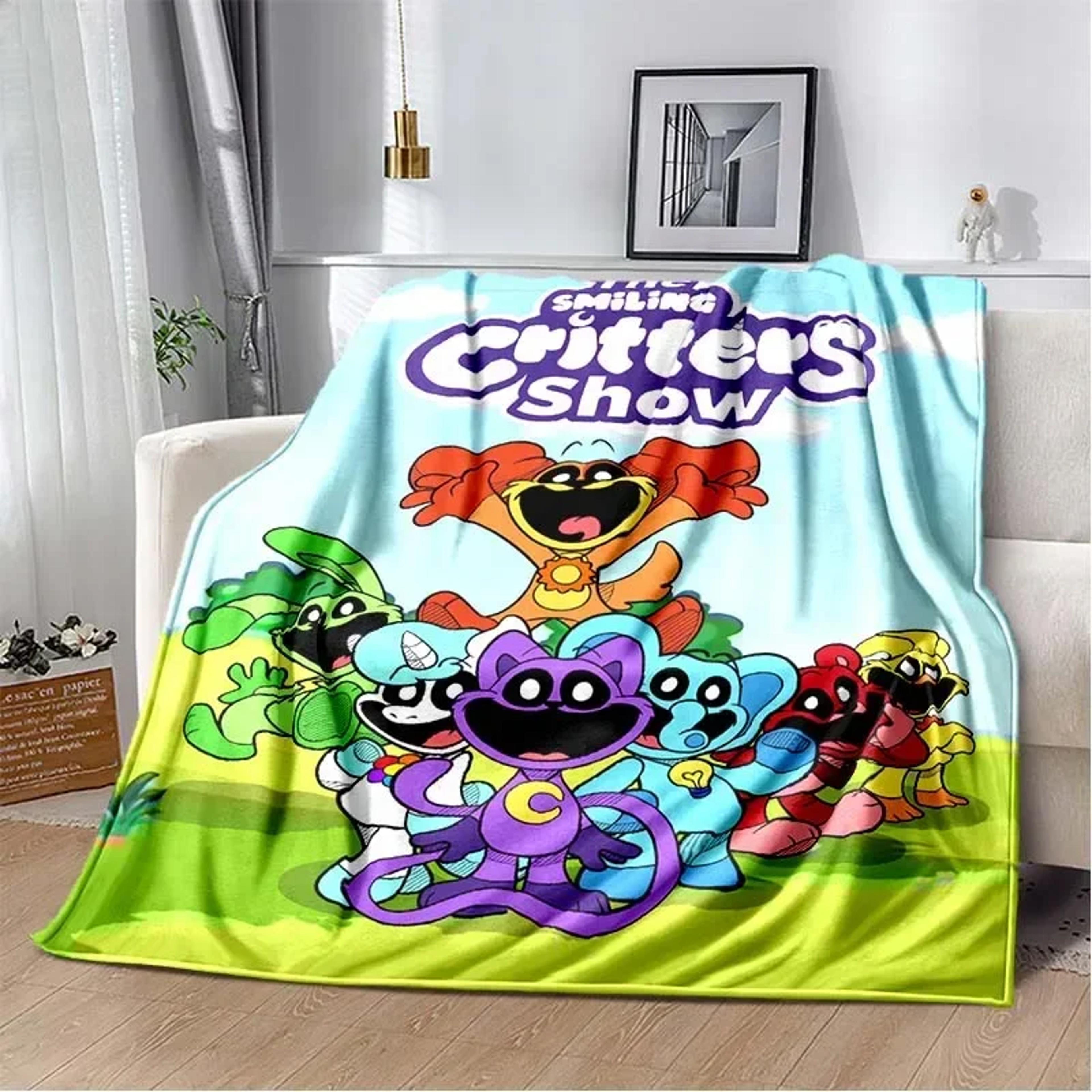 cute smiling critters cartoon throw blanket cozy fleece blanket for sofa, bed & bedroom decor
