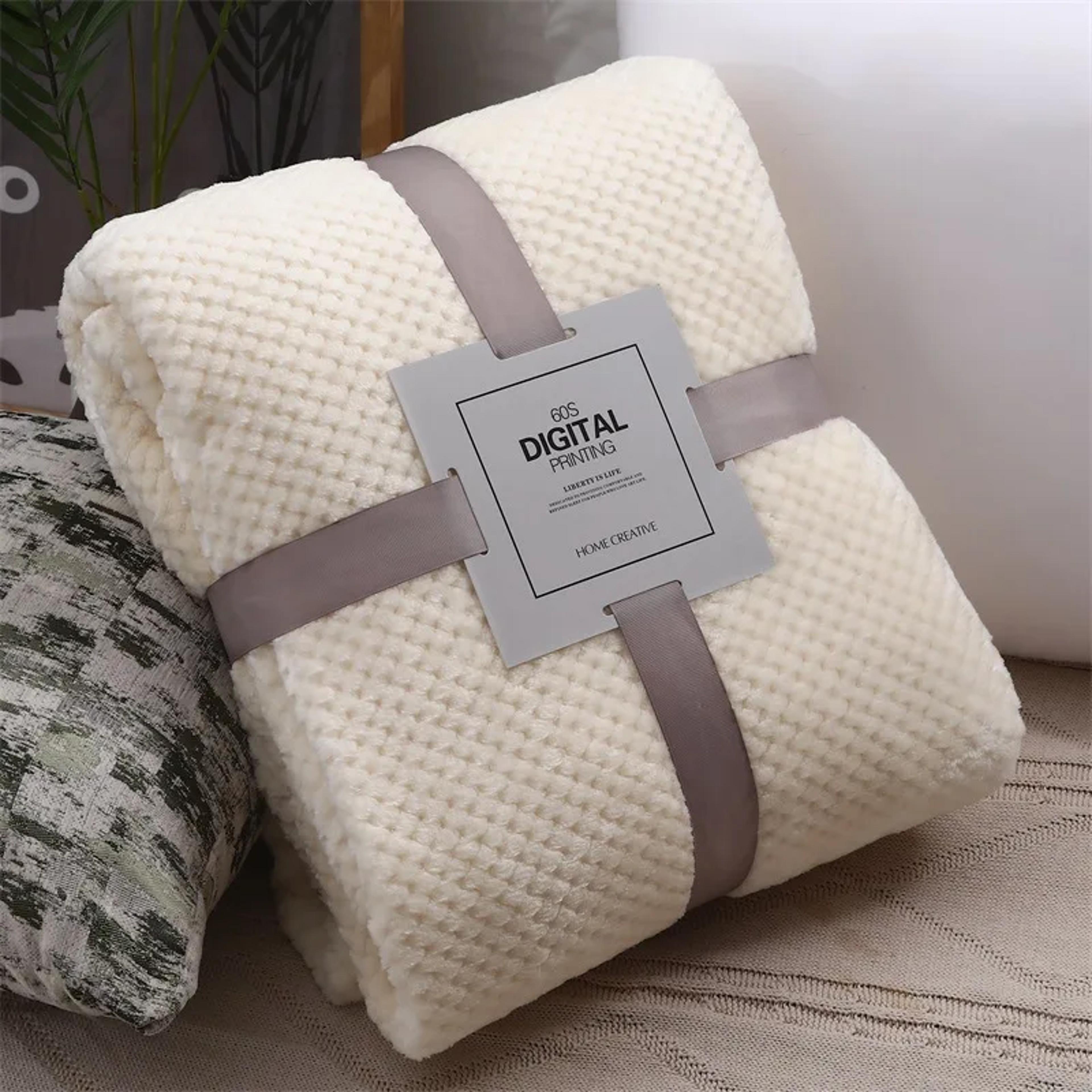 ultra soft fleece blanket plaid throw for sofa, bed & couch warm flannel bedspread