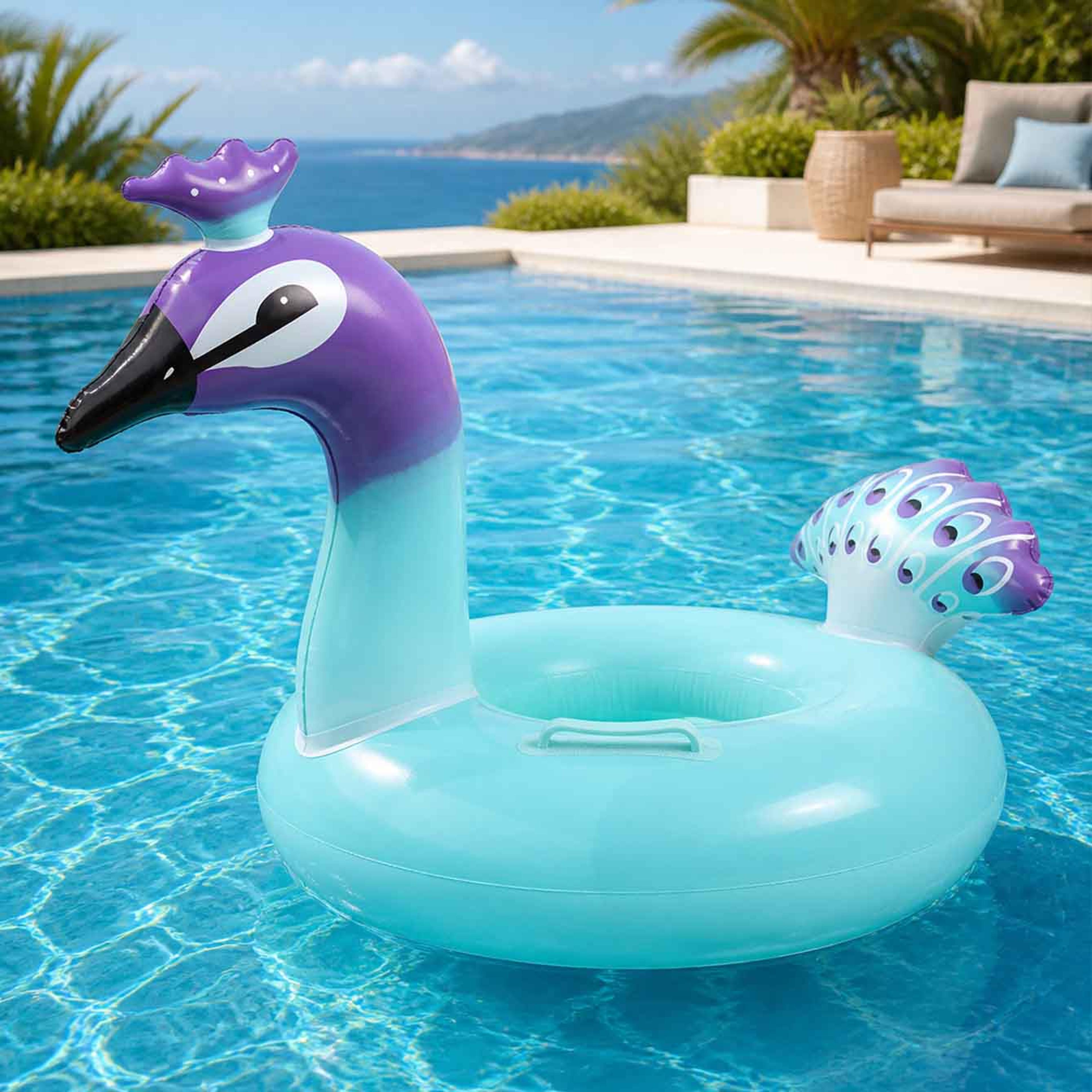 inflatable pool float raft with handles durable water float lounge for pool, beach & summer fun