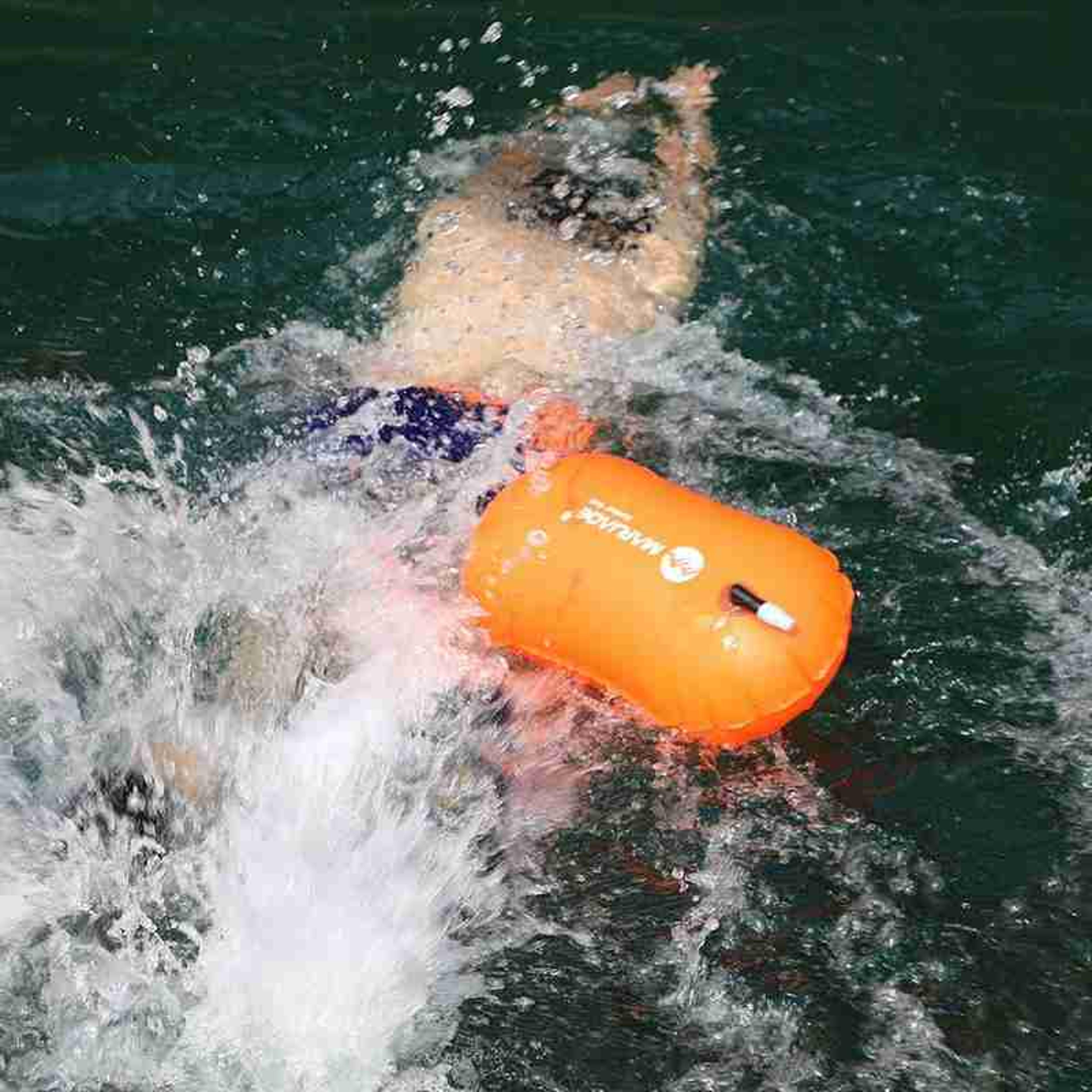 inflatable swim buoy tow float with waterproof dry bag for open water swimming safety