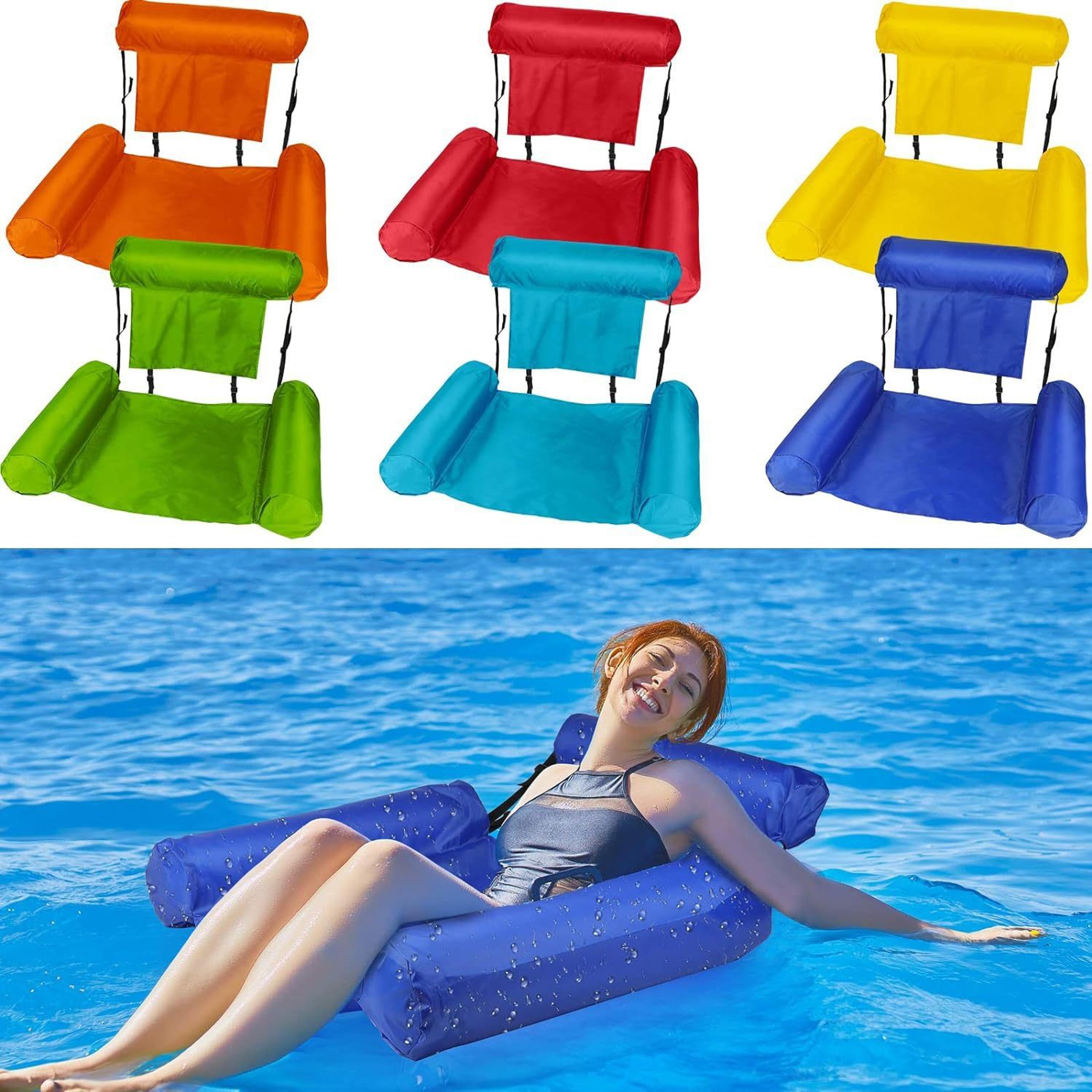 portable inflatable water hammock pool float for adults floating lounge chair for pool, beach & lake