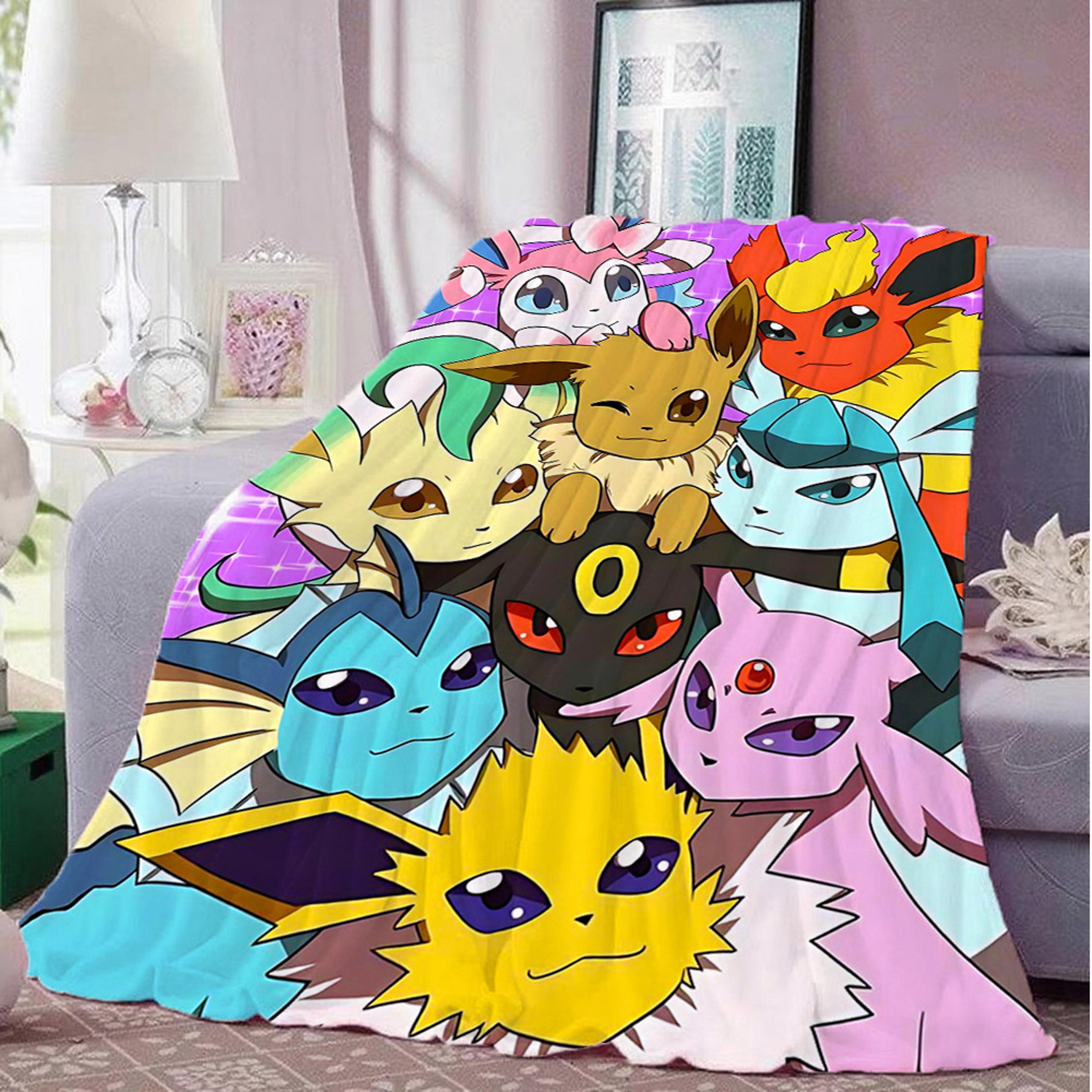 anime eevee blanket ultra soft fluffy fleece throw for sofa, bed & cozy home decor