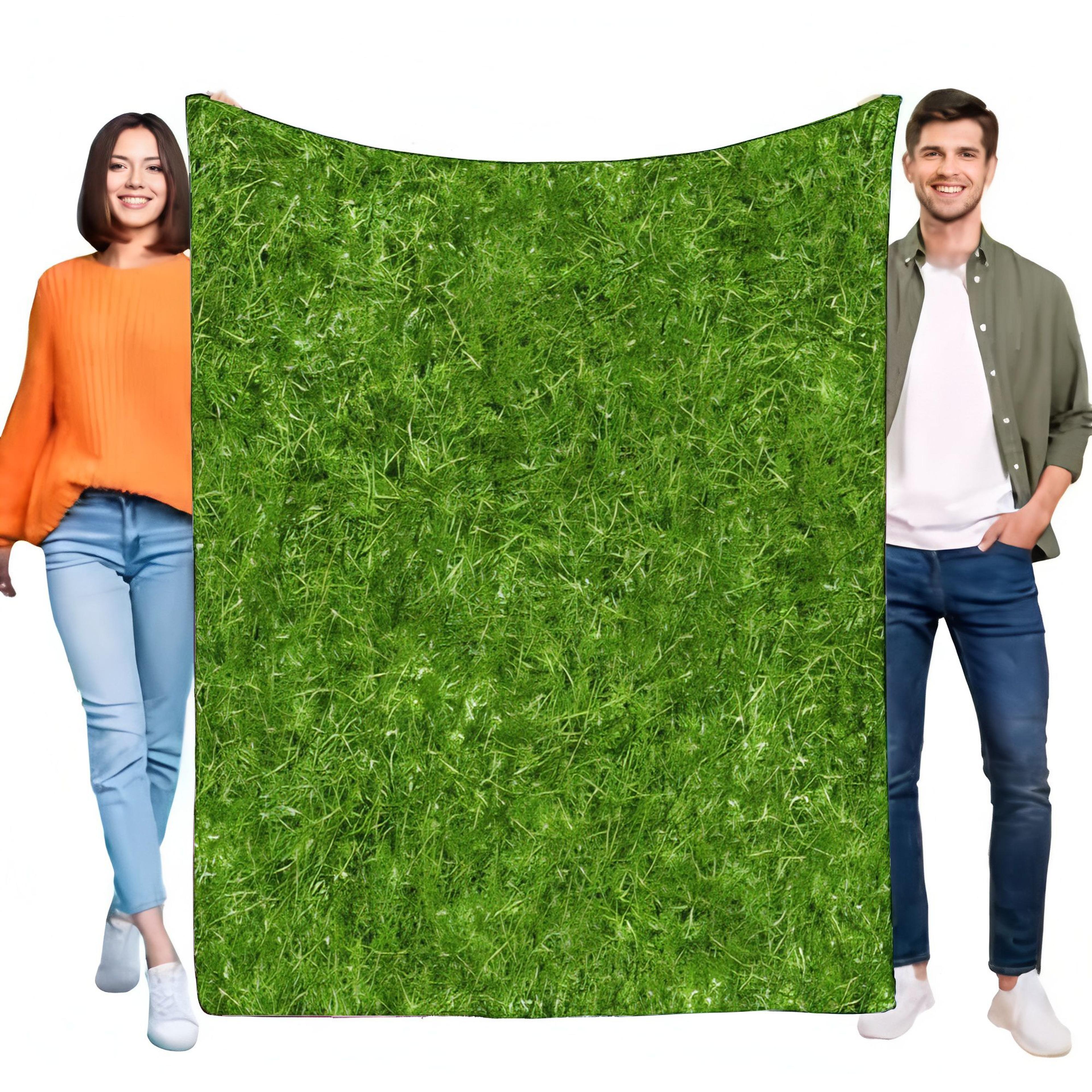 realistic grass blanket soft flannel fleece throw for bed, sofa & couch nature print cozy blanket