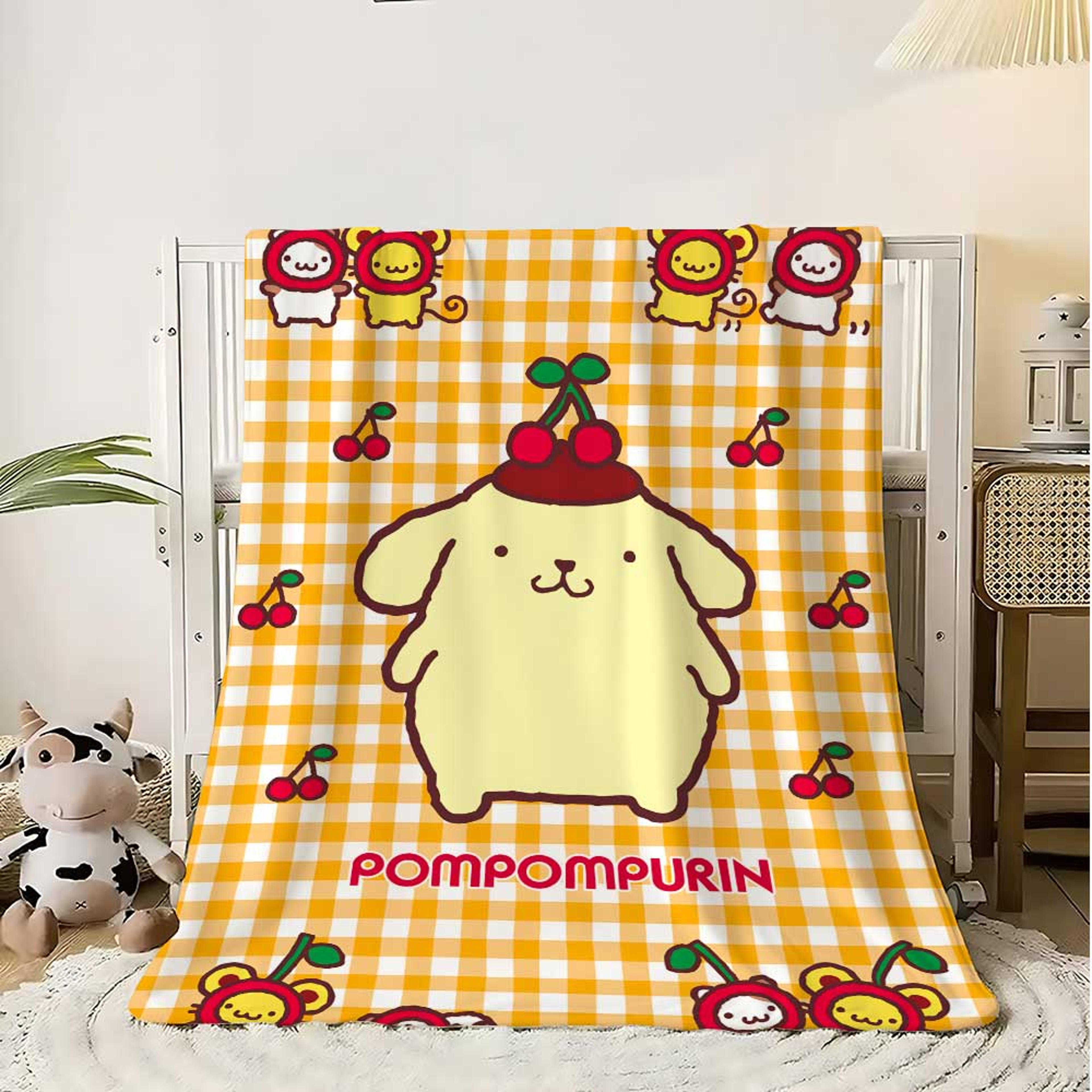pompompurin anime blanket soft flannel fleece kawaii throw blanket for bed, sofa & cozy winter comfort