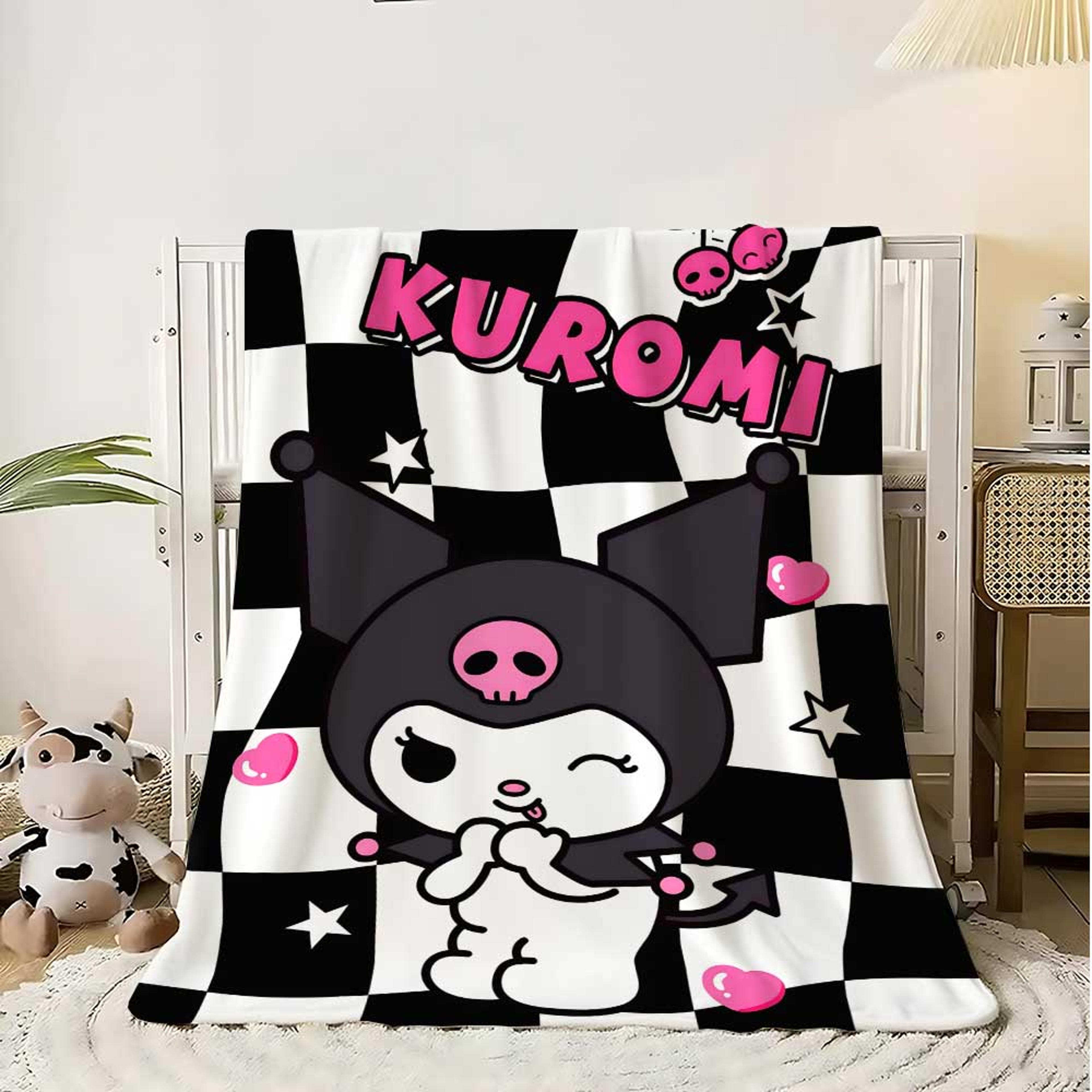 kuromi flannel throw blanket soft fleece anime sofa & bed blanket for cozy comfort