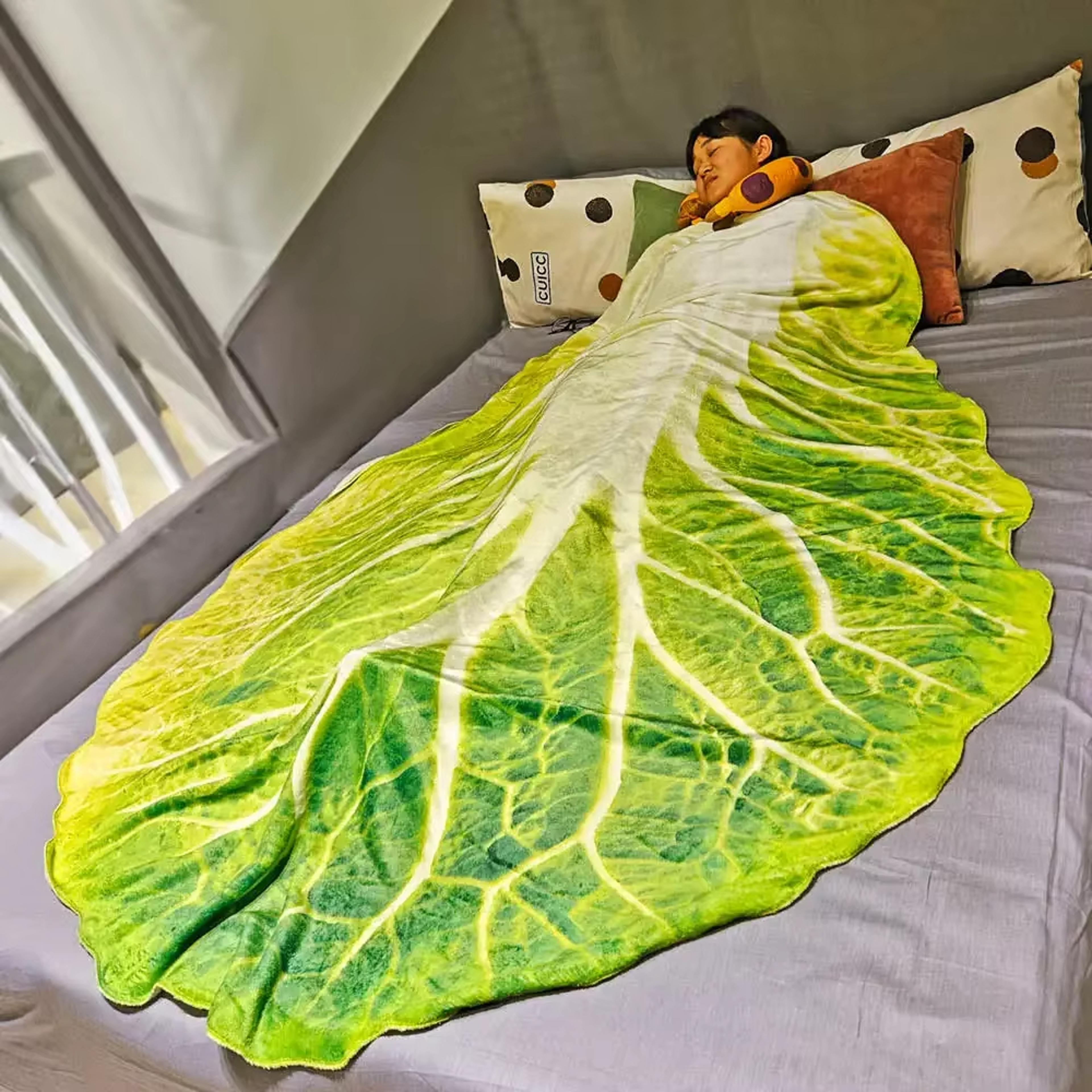 creative cabbage blanket double sided flannel throw blanket for sofa, bed & cozy home decor