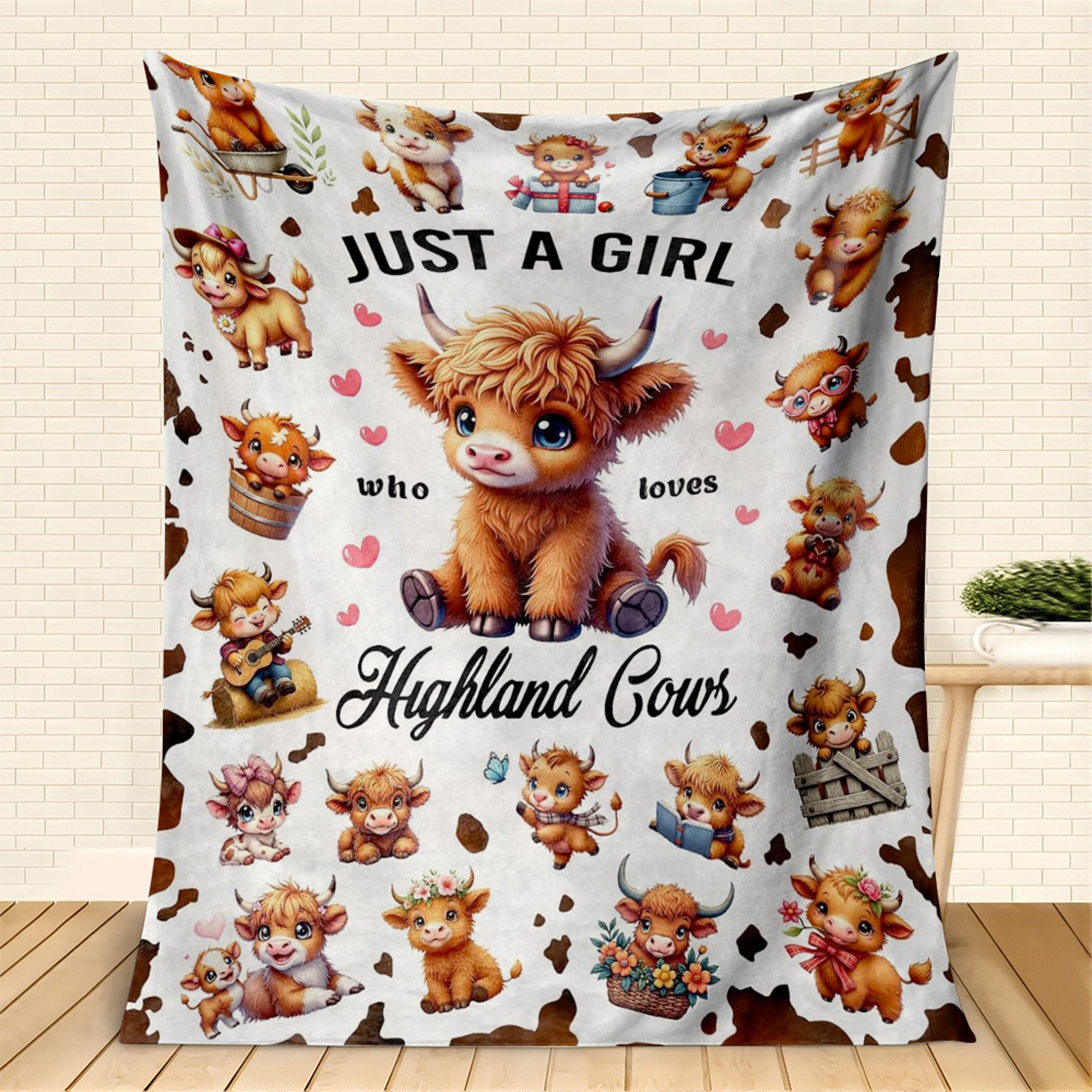 cute highland cow blanket soft flannel throw blanket for couch, bed & cozy home decor