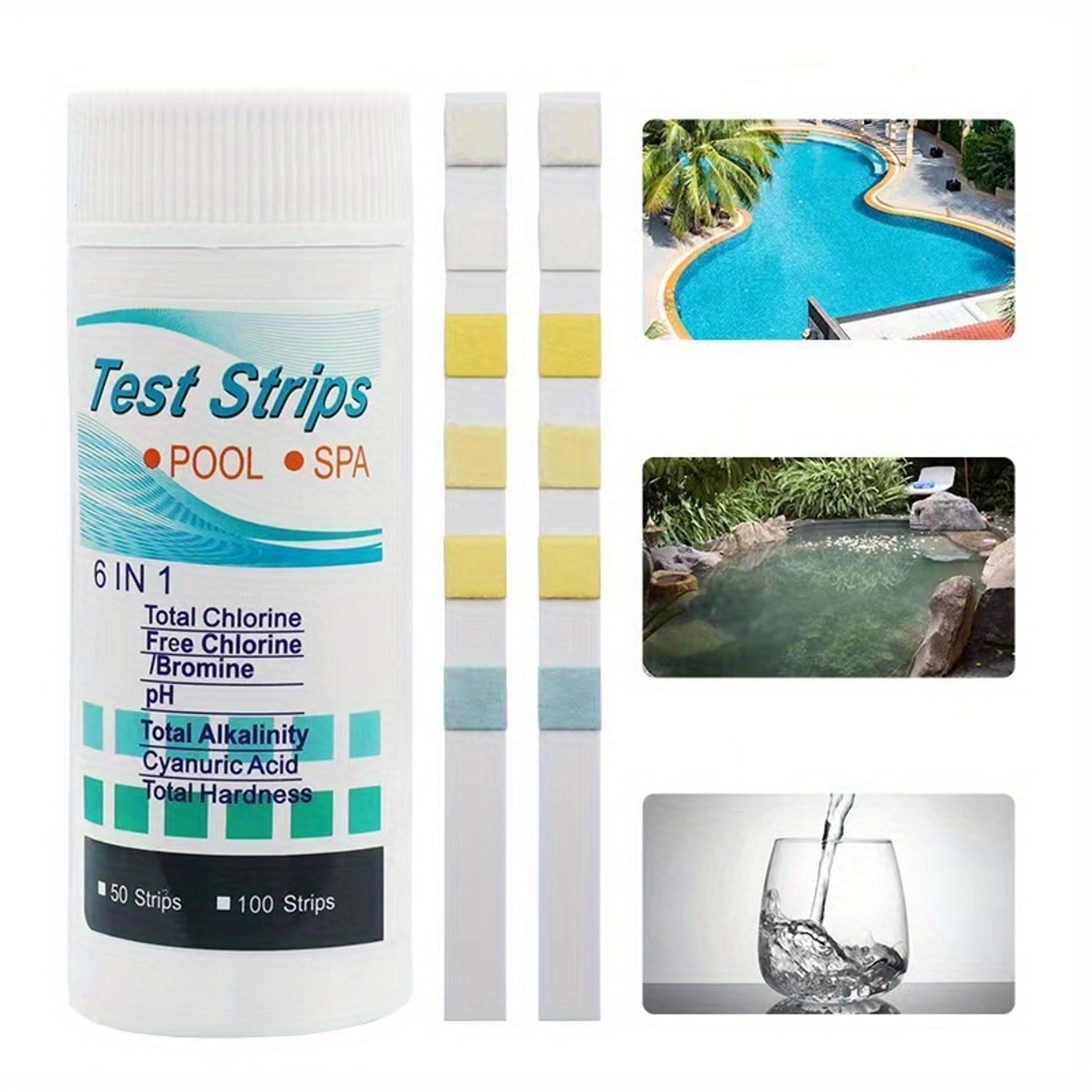 pool test strips for pool, spa & aquarium fast water testing kit for ph, chlorine & alkalinity