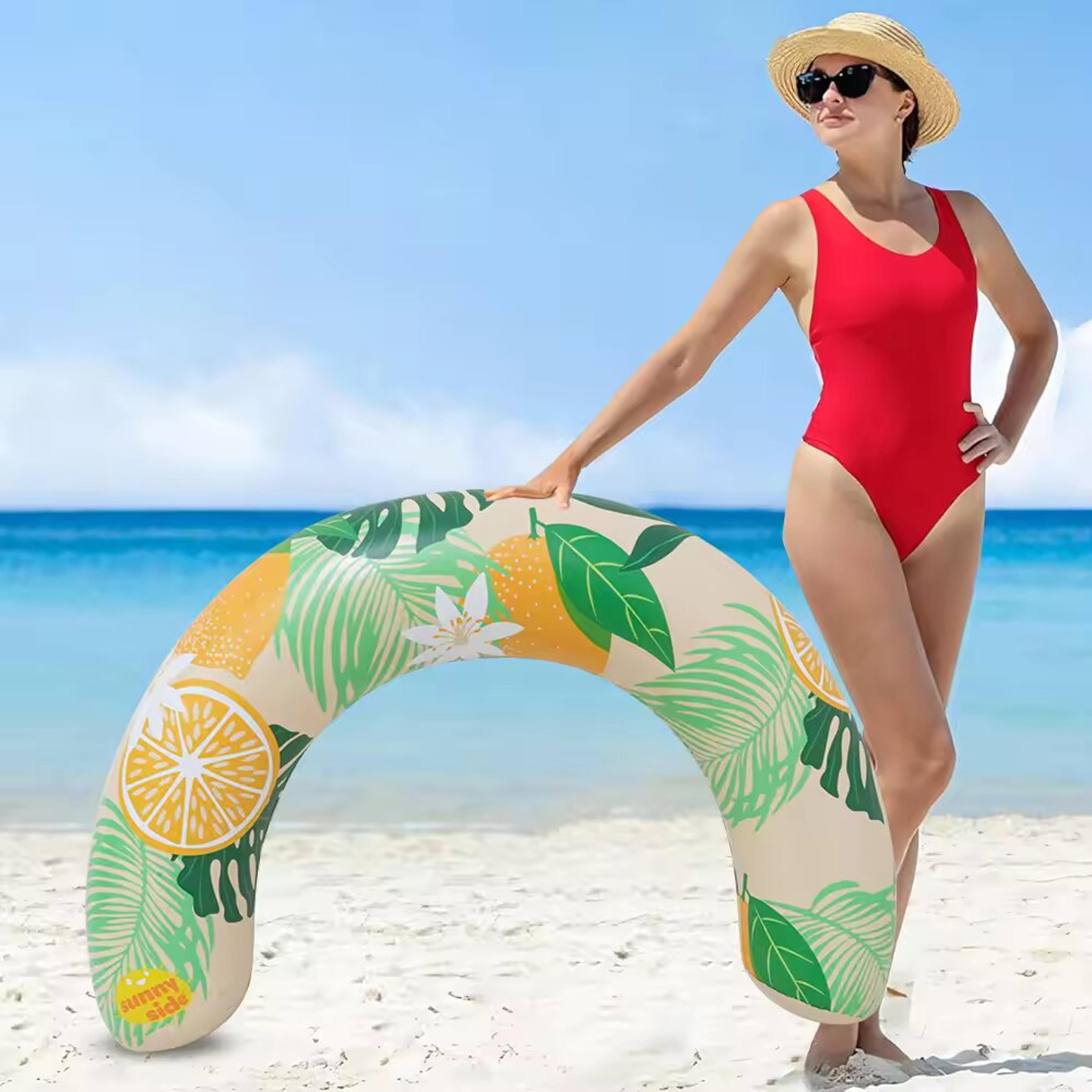 comfortease inflatable pool float u shaped swim ring with neck & back support for pool & beach