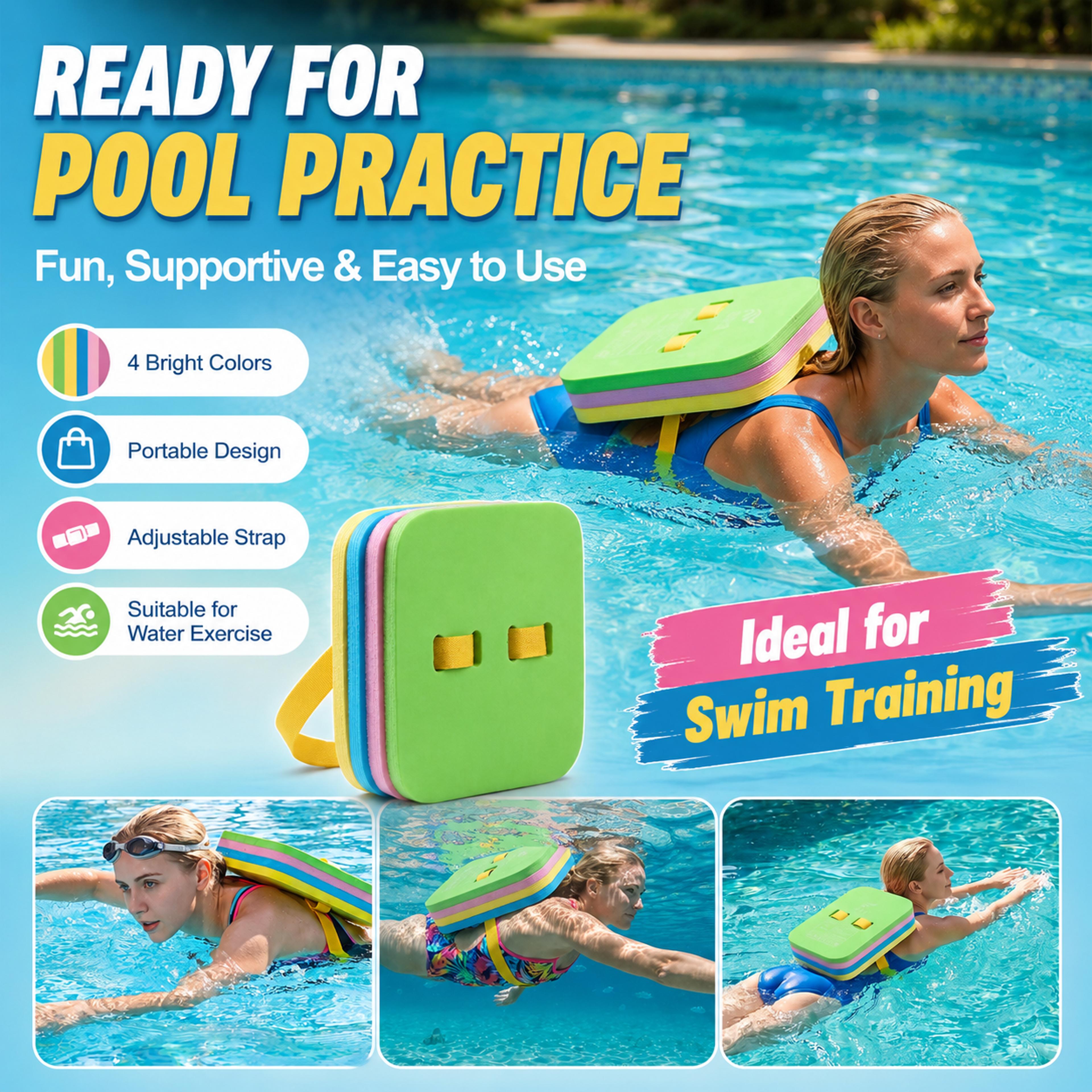 adjustable eva swim back float swimming training board for kids & adults